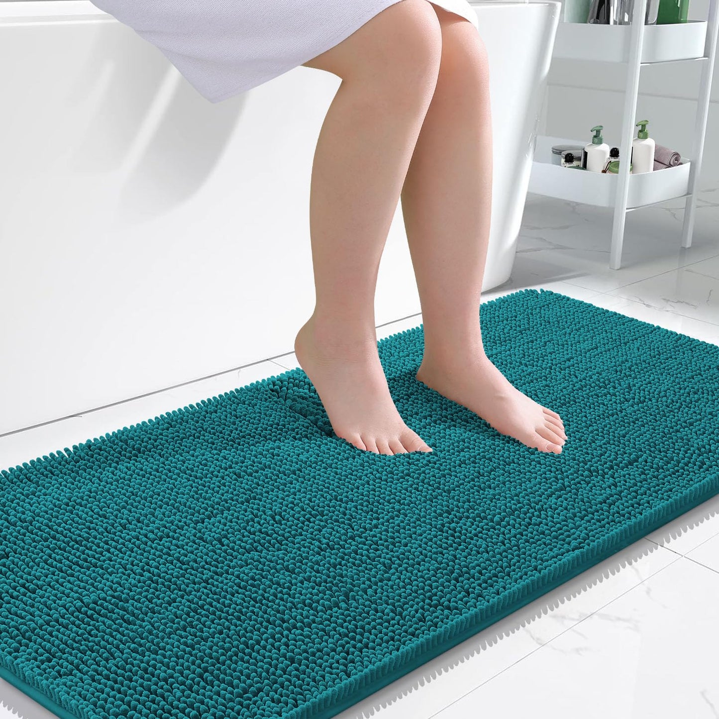 OLANLY Toilet Rugs U-Shaped 24x20, Extra Soft Absorbent Chenille Contour Bathroom Rugs for Toilet, Dry Quickly, Machine Washable, Non-Slip Bath Mat, Light Grey
