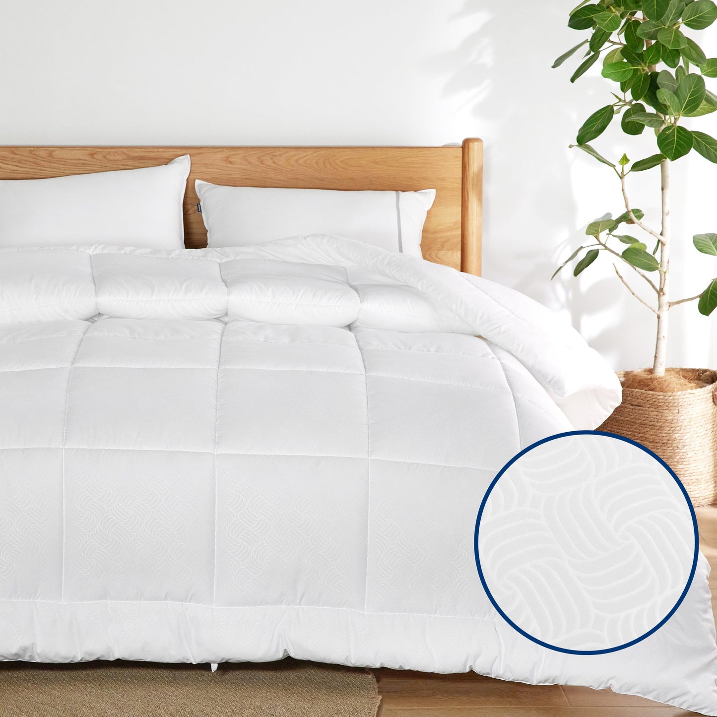 Bedsure Comforter Duvet Insert - Quilted Comforters Queen Size, All Season Duvet, GentleSoft Down Alternative Bedding Blanket, with 8 Tabs, Gifts for Women/Men, White, Queen 88 x 88 Inches