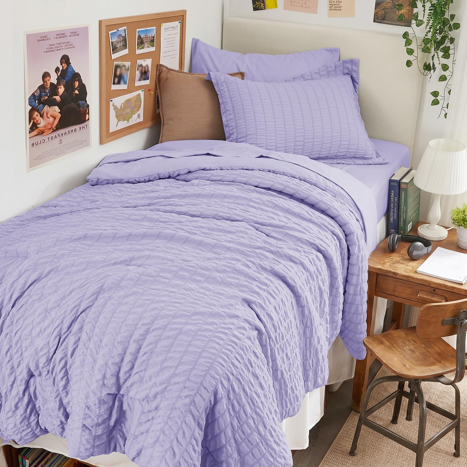 HYMOKEGE Black California King Comforter Set Seersucker 7 Pieces, All Season Luxury Bed in a Bag for Bedroom, Bedding Set with Comforters, Sheets, Pillowcases & Shams