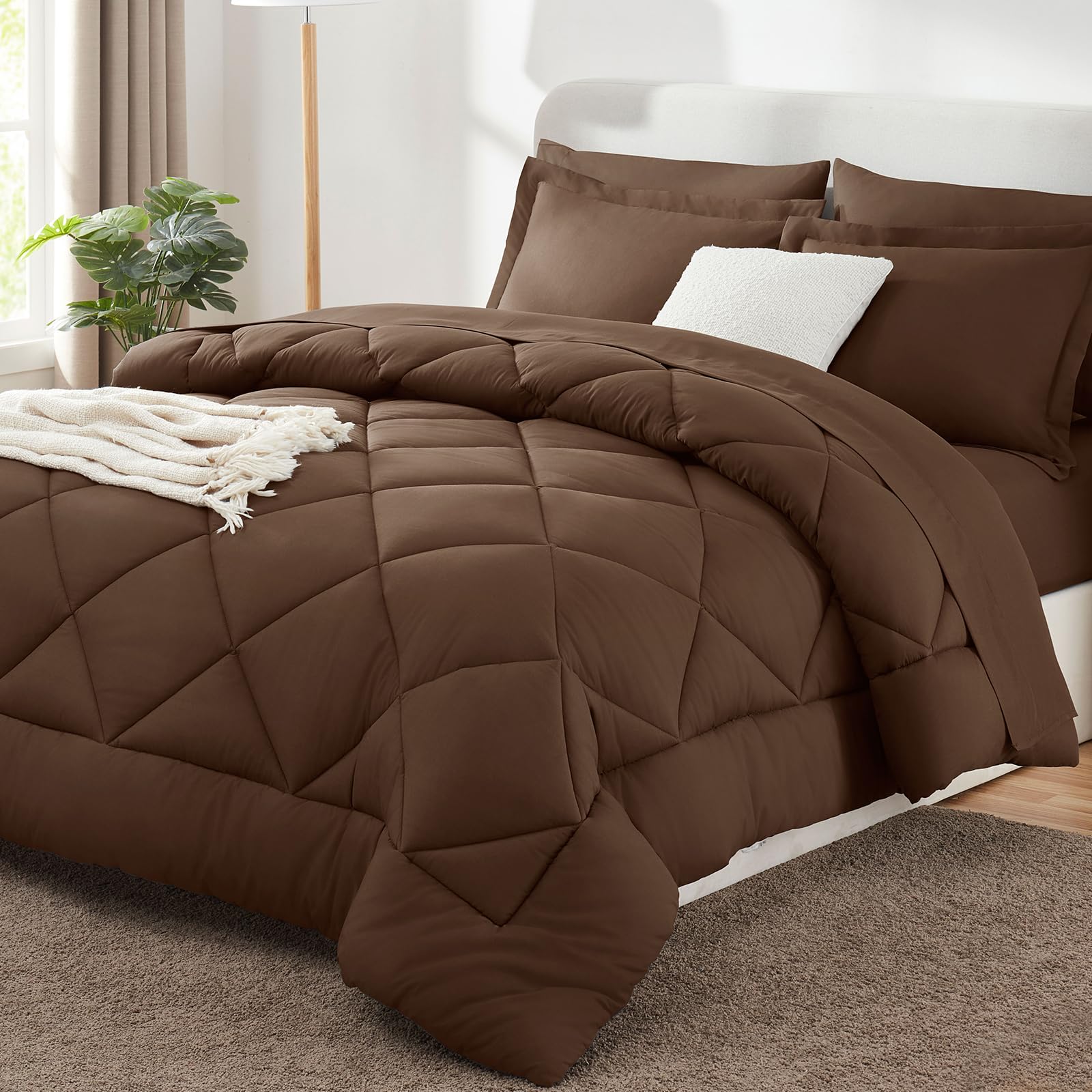 CozyLux Twin XL Comforter Set Dark Grey - 5 Pieces Twin Extra Long Bed in a Bag for College Dorm, All Season Bedding Set for Girls and Boys, Soft Bed Set with Comforter, Sheets, Pillowcase & Sham