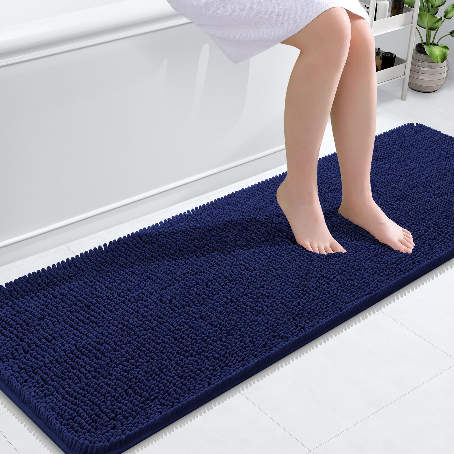 OLANLY Toilet Rugs U-Shaped 24x20, Extra Soft Absorbent Chenille Contour Bathroom Rugs for Toilet, Dry Quickly, Machine Washable, Non-Slip Bath Mat, Light Grey