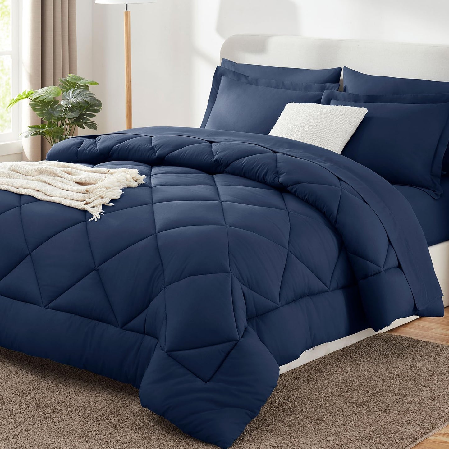 CozyLux Twin XL Comforter Set Dark Grey - 5 Pieces Twin Extra Long Bed in a Bag for College Dorm, All Season Bedding Set for Girls and Boys, Soft Bed Set with Comforter, Sheets, Pillowcase & Sham