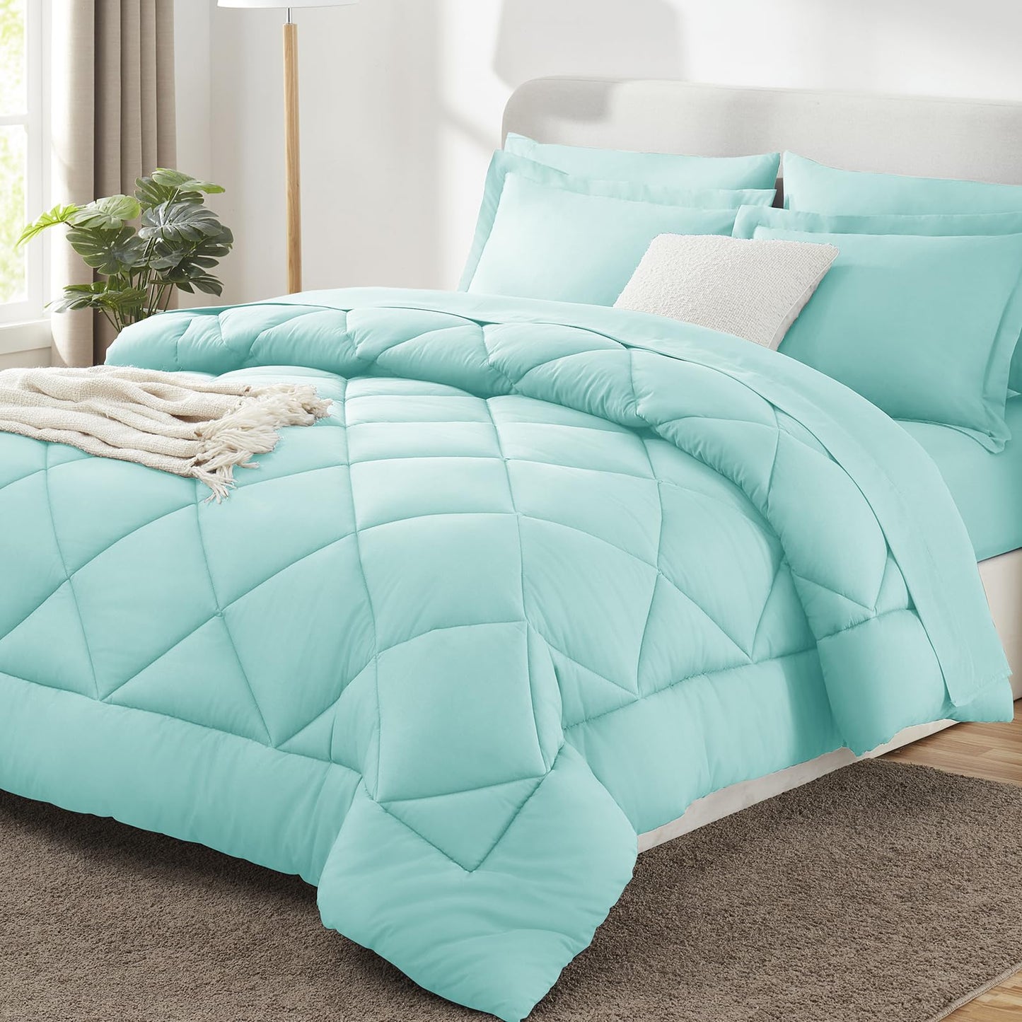 CozyLux Twin XL Comforter Set Dark Grey - 5 Pieces Twin Extra Long Bed in a Bag for College Dorm, All Season Bedding Set for Girls and Boys, Soft Bed Set with Comforter, Sheets, Pillowcase & Sham