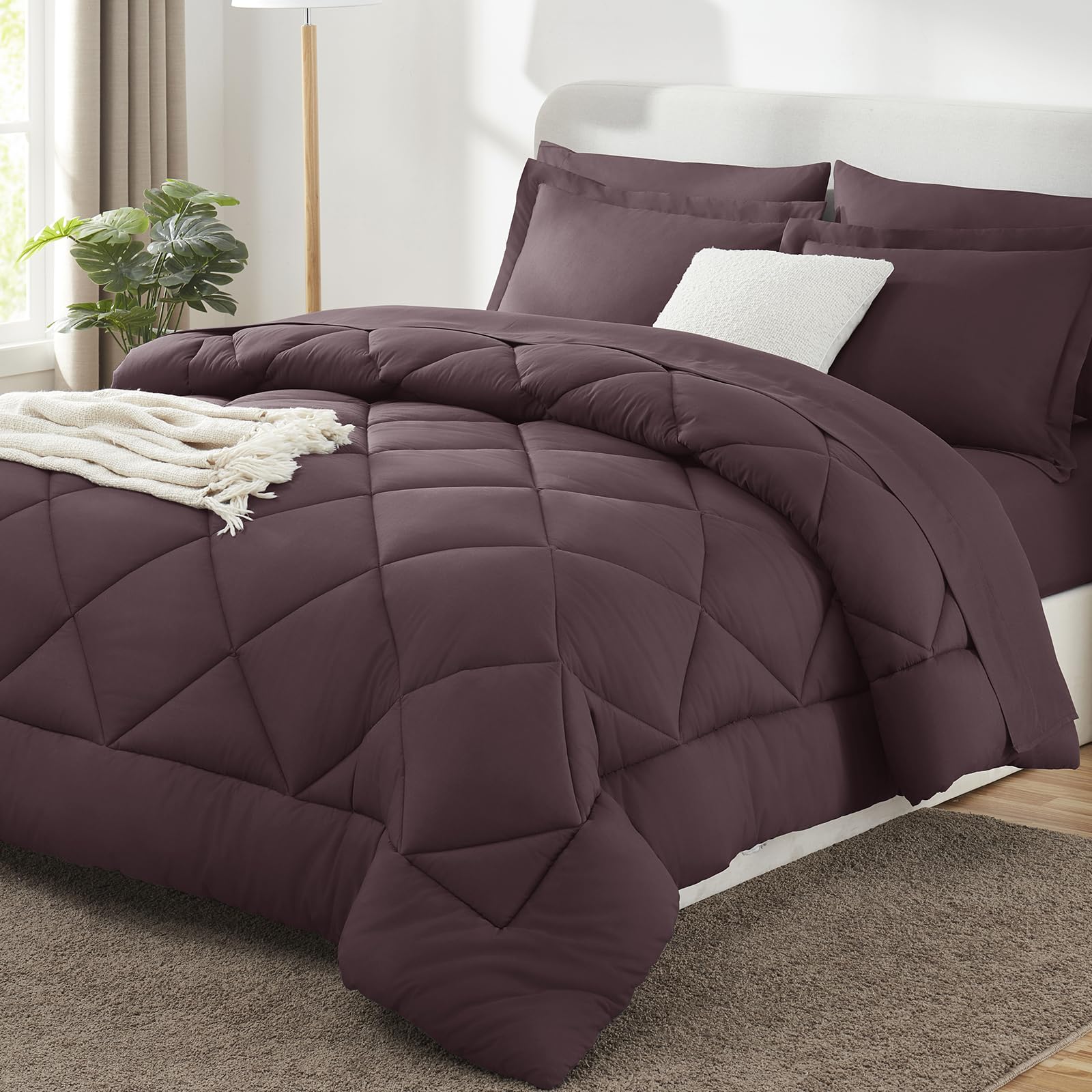 CozyLux Twin XL Comforter Set Dark Grey - 5 Pieces Twin Extra Long Bed in a Bag for College Dorm, All Season Bedding Set for Girls and Boys, Soft Bed Set with Comforter, Sheets, Pillowcase & Sham