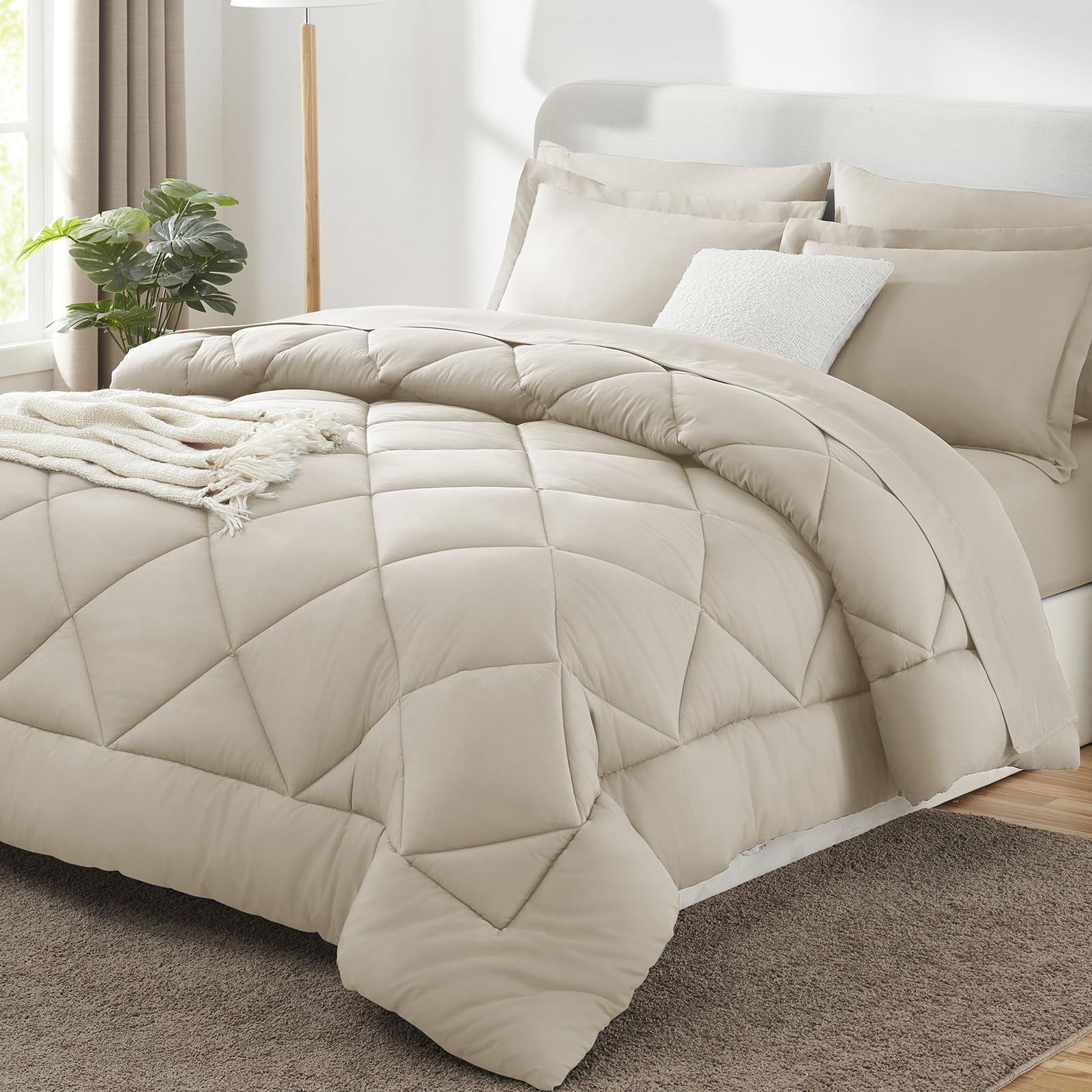 CozyLux Twin XL Comforter Set Dark Grey - 5 Pieces Twin Extra Long Bed in a Bag for College Dorm, All Season Bedding Set for Girls and Boys, Soft Bed Set with Comforter, Sheets, Pillowcase & Sham
