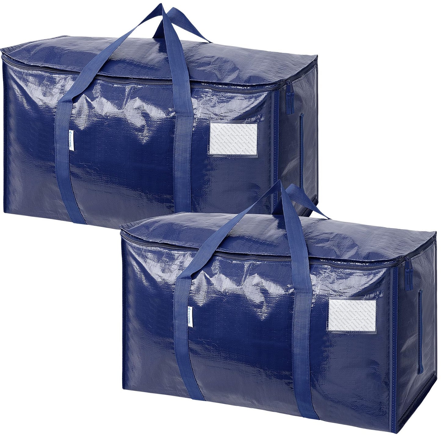 TICONN 12 Pack Extra Large Moving Bags Heavy Duty with Zippers & Carrying Handles, Durable Storage Bags Moving Boxes for Closet Organizers and Storage (12 Pack, Blue)