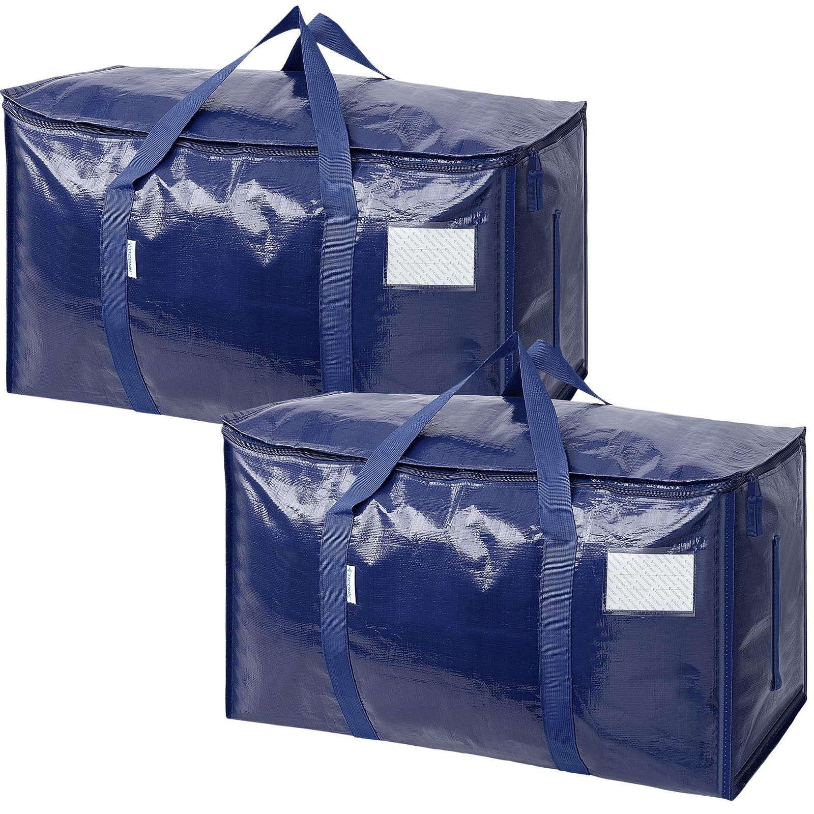 TICONN 12 Pack Extra Large Moving Bags Heavy Duty with Zippers & Carrying Handles, Durable Storage Bags Moving Boxes for Closet Organizers and Storage (12 Pack, Blue)