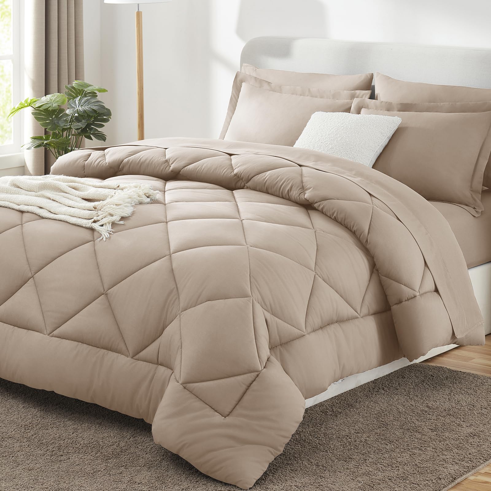 CozyLux Twin XL Comforter Set Dark Grey - 5 Pieces Twin Extra Long Bed in a Bag for College Dorm, All Season Bedding Set for Girls and Boys, Soft Bed Set with Comforter, Sheets, Pillowcase & Sham