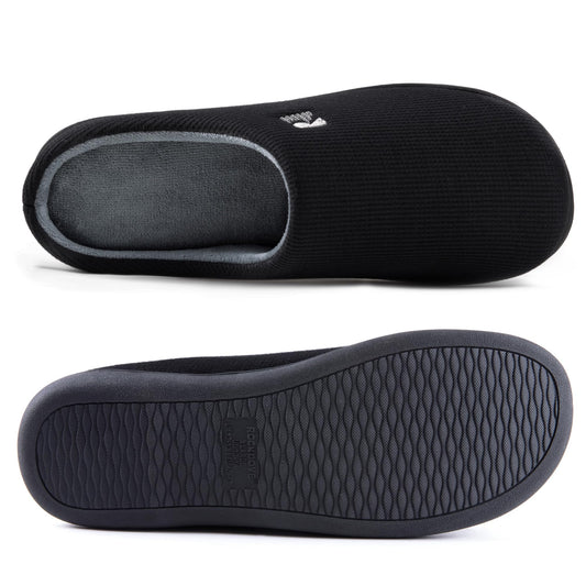 RockDove Men's Original Two-Tone Memory Foam Slipper, Size 10.5 US Men, Black/Grey