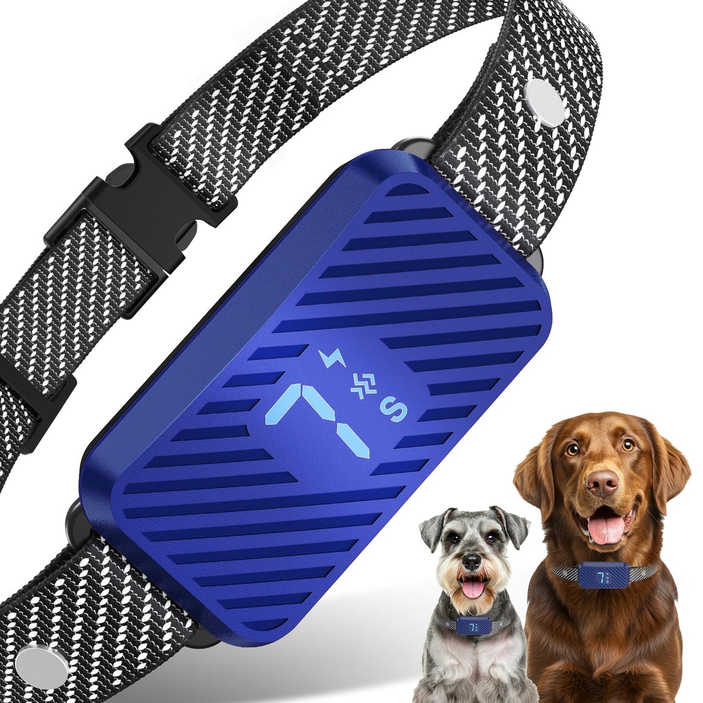 Dog Bark Collar for Large Medium Small Dogs, Effective No-Bark Collar, Smart Barking Collar, Rechargeable Bark Collar with 7 Sensitivity, 3 Modes, Waterproof, DarkBlue