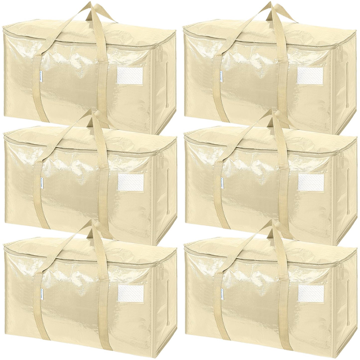 TICONN 12 Pack Extra Large Moving Bags Heavy Duty with Zippers & Carrying Handles, Durable Storage Bags Moving Boxes for Closet Organizers and Storage (12 Pack, Blue)