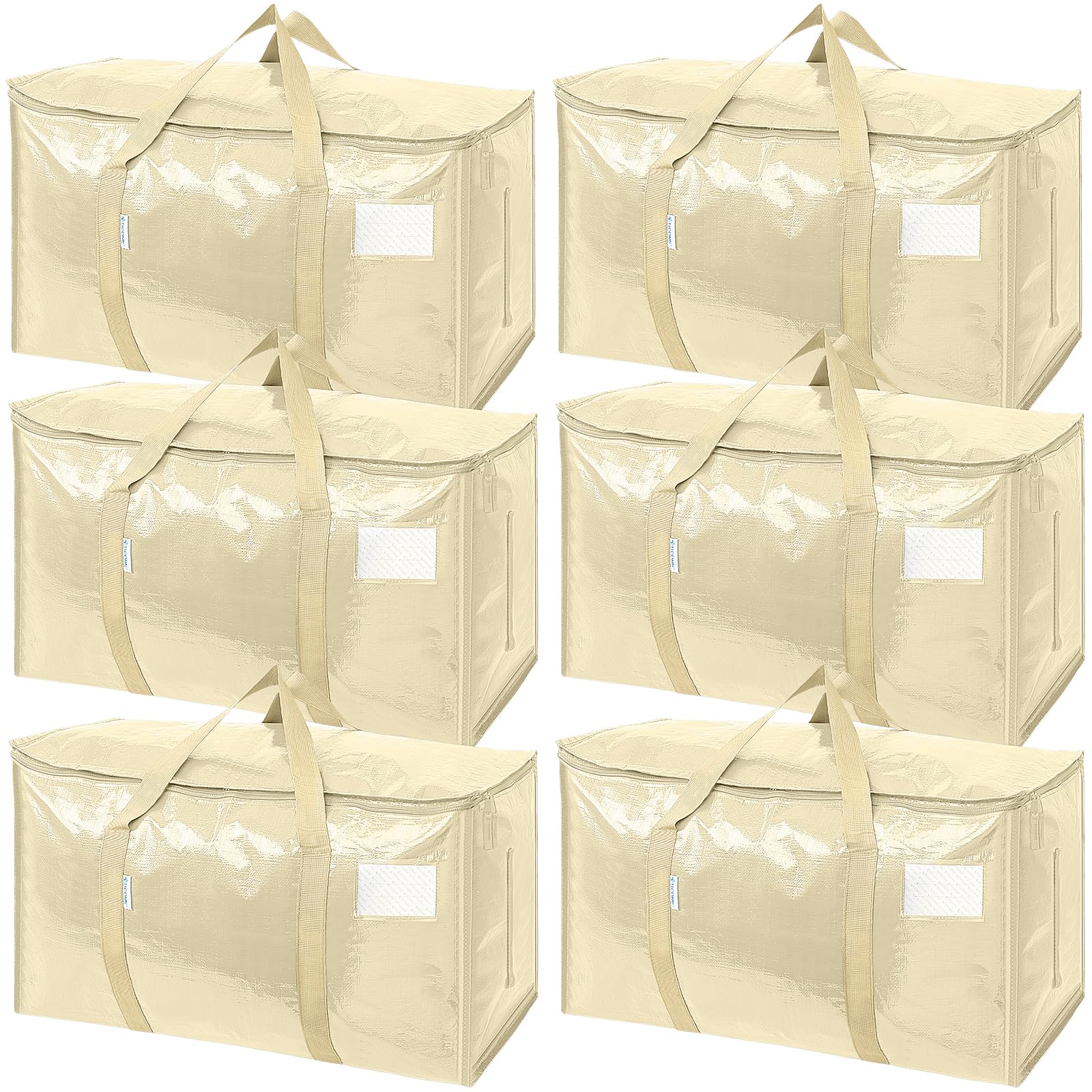 TICONN 12 Pack Extra Large Moving Bags Heavy Duty with Zippers & Carrying Handles, Durable Storage Bags Moving Boxes for Closet Organizers and Storage (12 Pack, Blue)