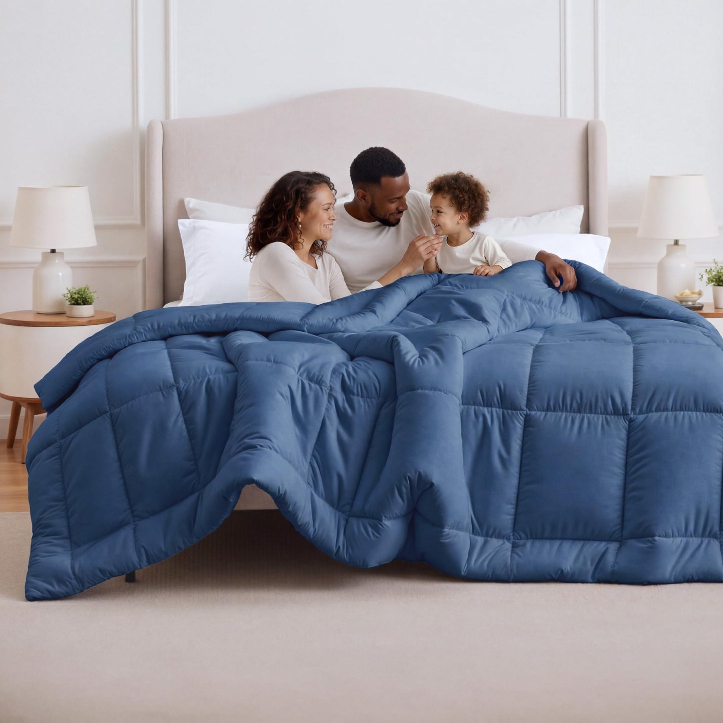 Bedsure Comforter Duvet Insert - Quilted Comforters Queen Size, All Season Duvet, GentleSoft Down Alternative Bedding Blanket, with 8 Tabs, Gifts for Women/Men, White, Queen 88 x 88 Inches