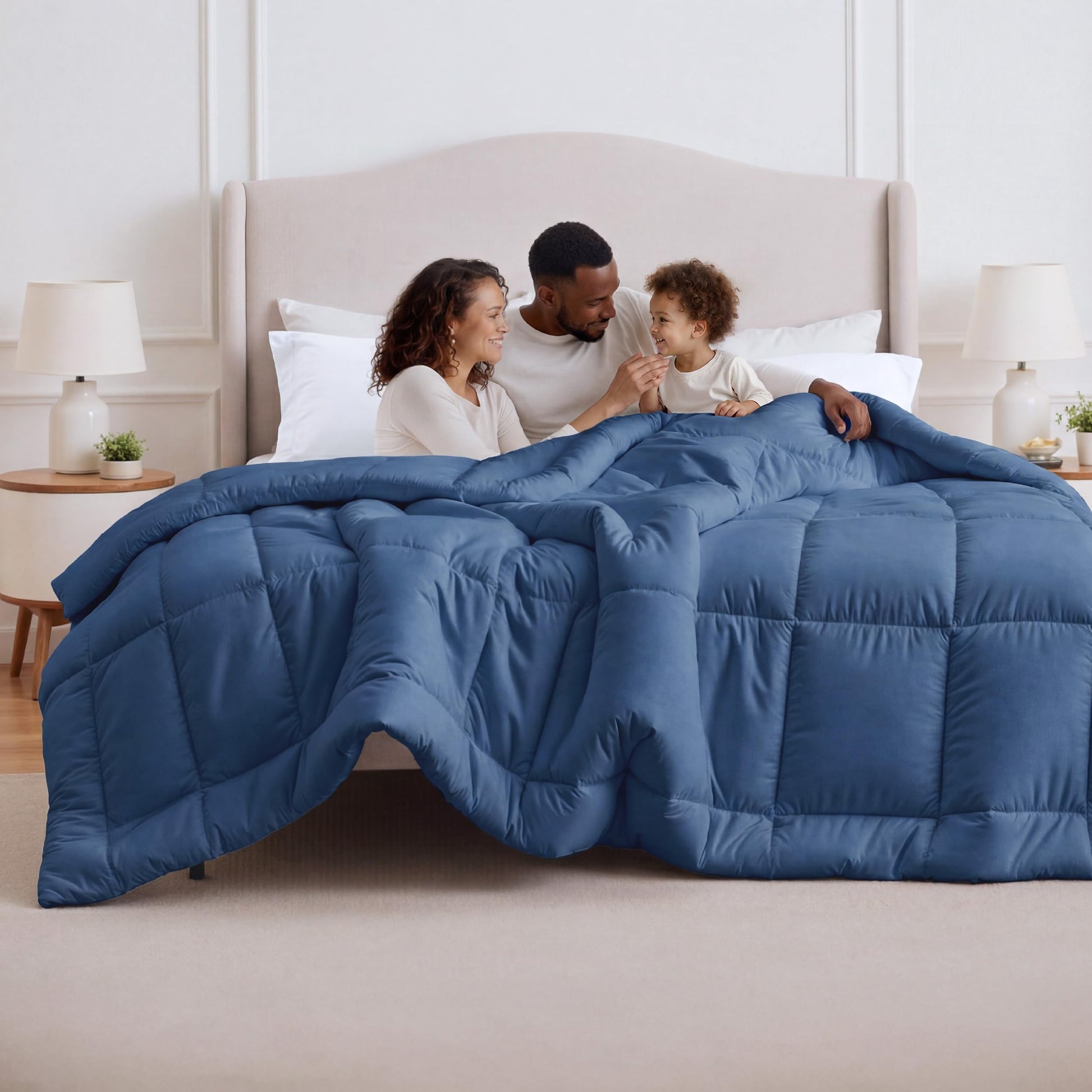 Bedsure Comforter Duvet Insert - Quilted Comforters Queen Size, All Season Duvet, GentleSoft Down Alternative Bedding Blanket, with 8 Tabs, Gifts for Women/Men, White, Queen 88 x 88 Inches