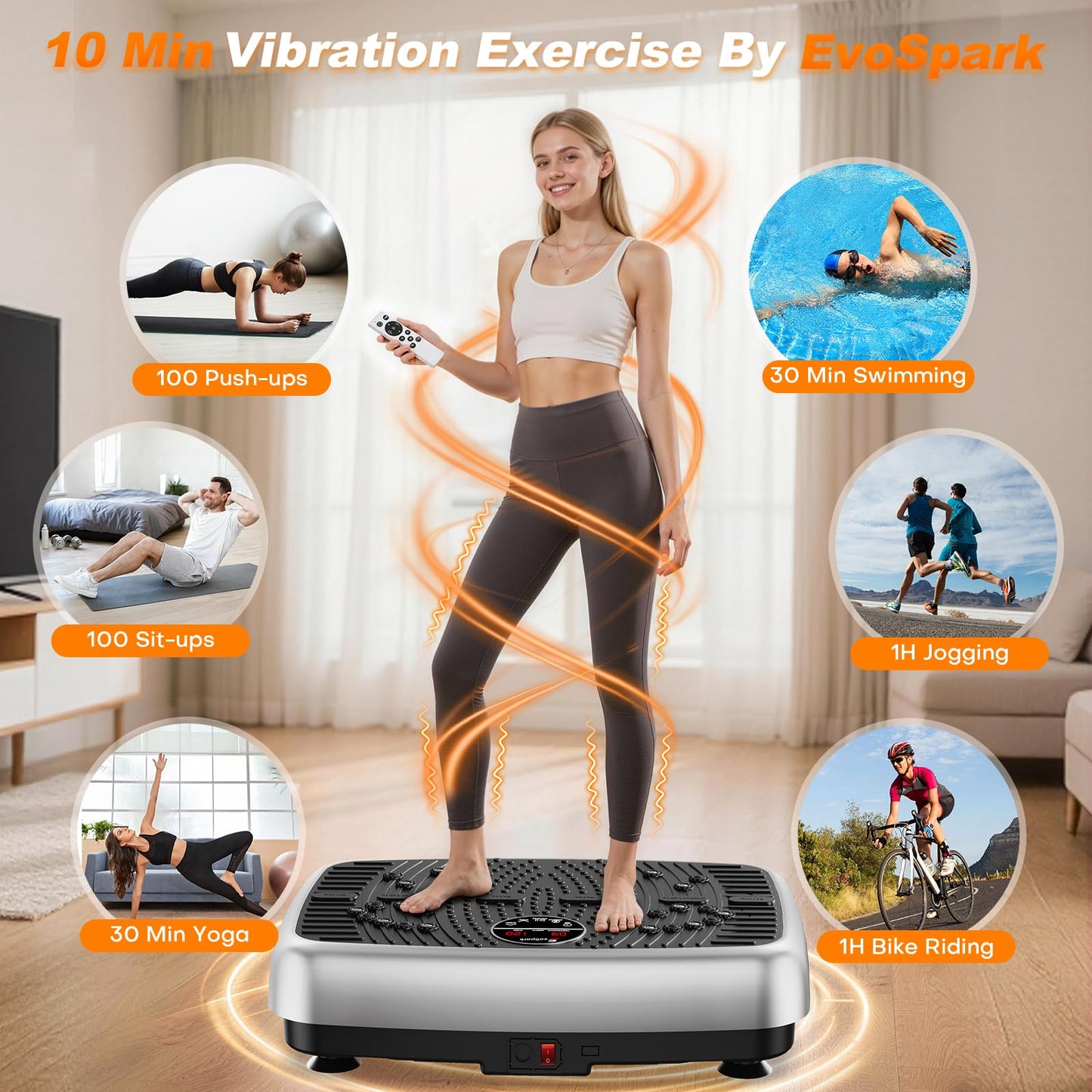 Vibration Plate Exercise Machine, 2026 EvoSpark Dual Motor Vibration Plate for Lymphatic Drainage, Whole Body Vibration Plates for Weight Loss, 450 Lbs Capacity Shake Fitness Platform