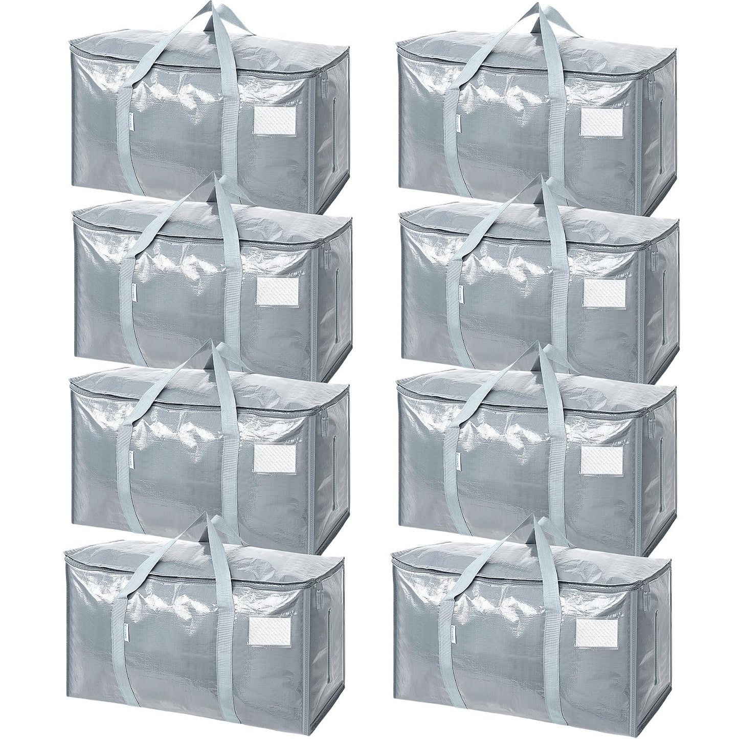 TICONN 12 Pack Extra Large Moving Bags Heavy Duty with Zippers & Carrying Handles, Durable Storage Bags Moving Boxes for Closet Organizers and Storage (12 Pack, Blue)