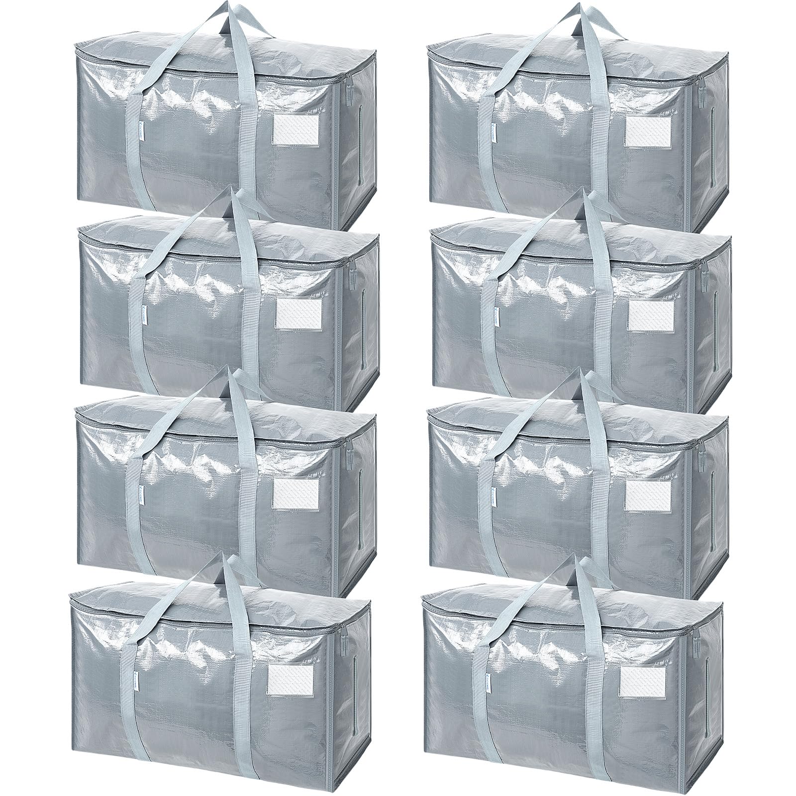 TICONN 12 Pack Extra Large Moving Bags Heavy Duty with Zippers & Carrying Handles, Durable Storage Bags Moving Boxes for Closet Organizers and Storage (12 Pack, Blue)