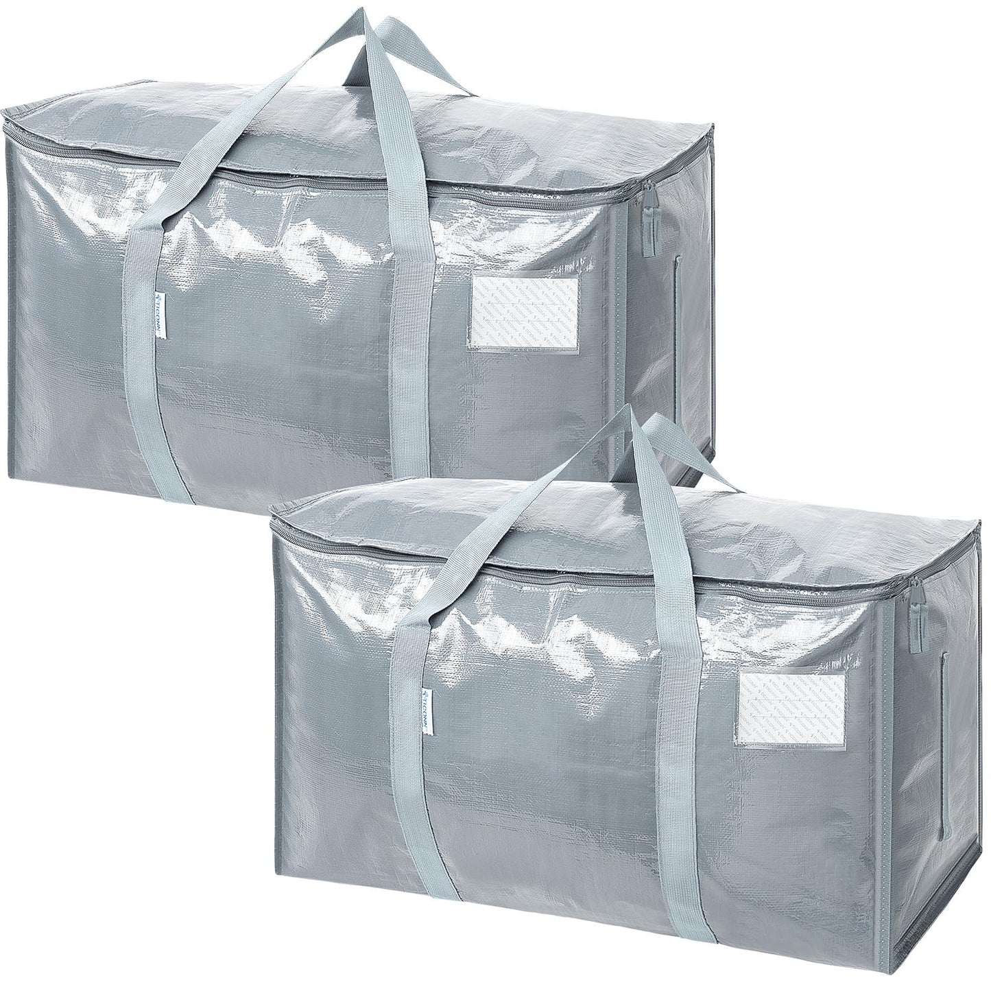 TICONN 12 Pack Extra Large Moving Bags Heavy Duty with Zippers & Carrying Handles, Durable Storage Bags Moving Boxes for Closet Organizers and Storage (12 Pack, Blue)