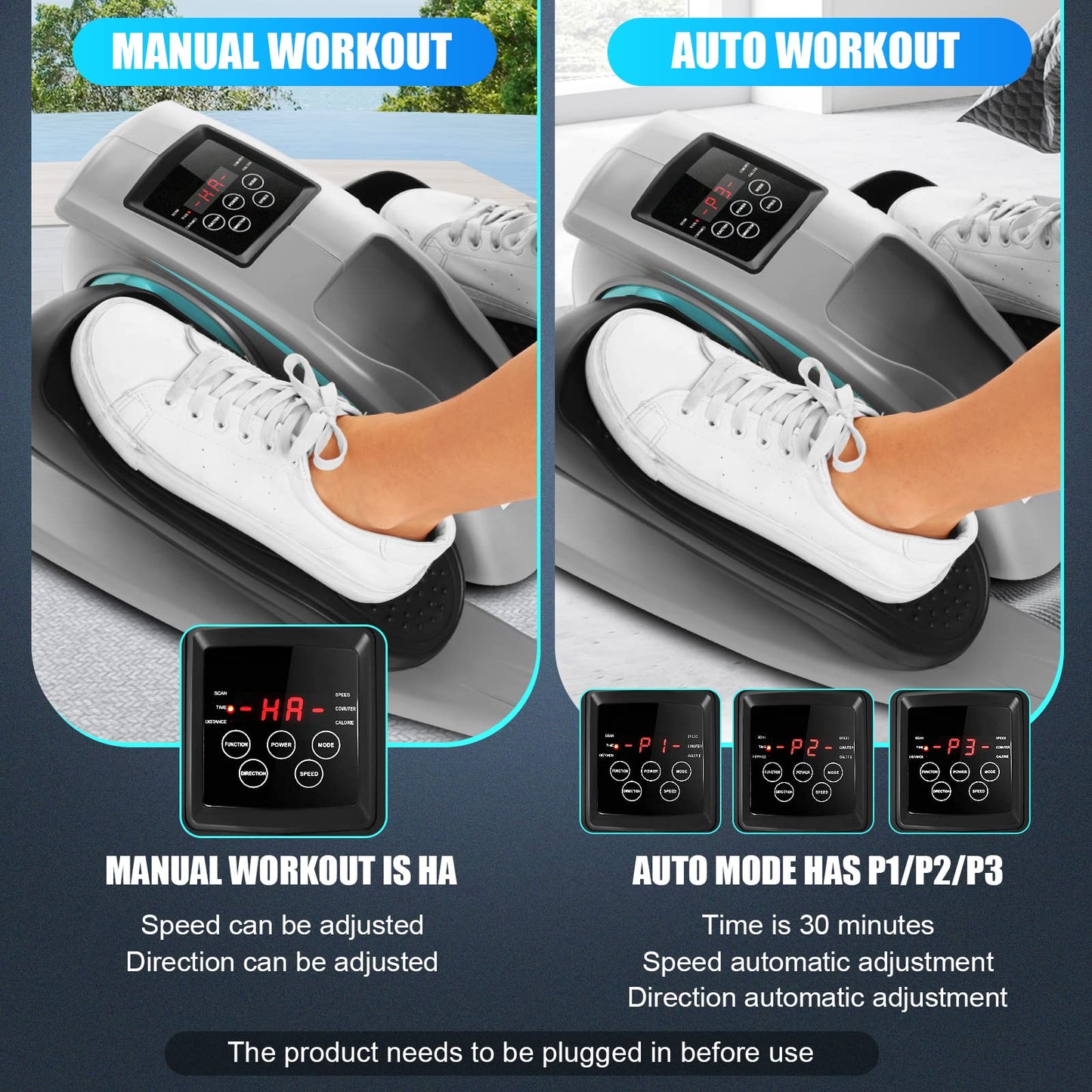 ANCHEER Under Desk Elliptical Machine - Quiet Pedal Exerciser for Seniors, Office & Home, Low-Impact Seated Leg Workout Equipment, Smart LCD Display, Remote Control(Gray)