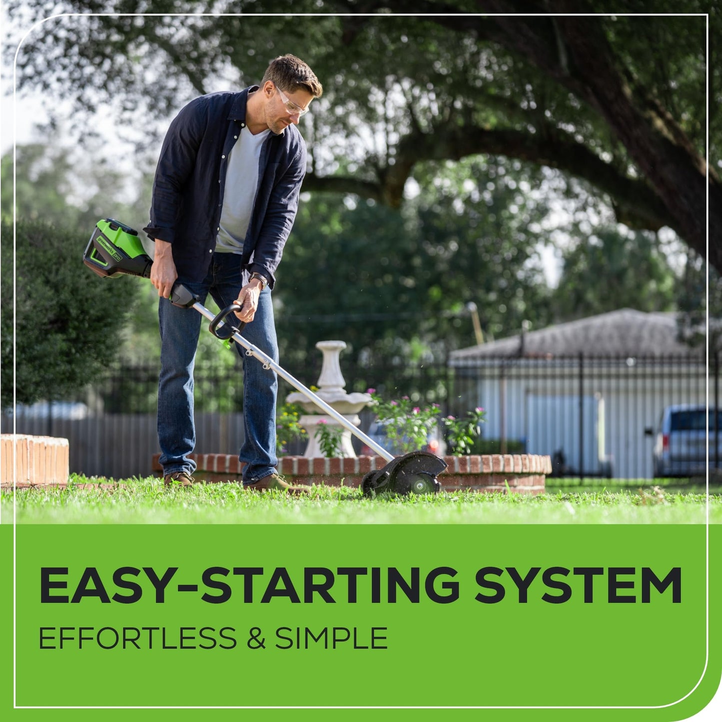 Greenworks 60V 8" Brushless Cordless Edger with 2.0Ah Battery & Charger – Tool-Free Depth Adjustment, Lightweight Lawn Edging Tool, 4-Year Warranty