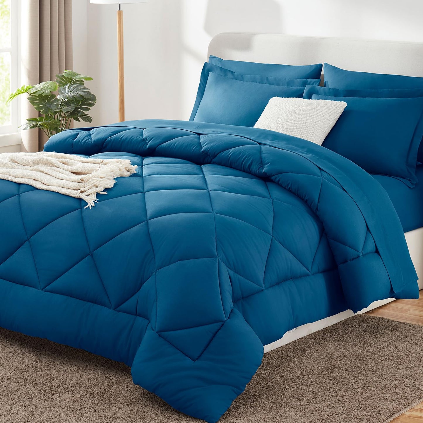 CozyLux Twin XL Comforter Set Dark Grey - 5 Pieces Twin Extra Long Bed in a Bag for College Dorm, All Season Bedding Set for Girls and Boys, Soft Bed Set with Comforter, Sheets, Pillowcase & Sham