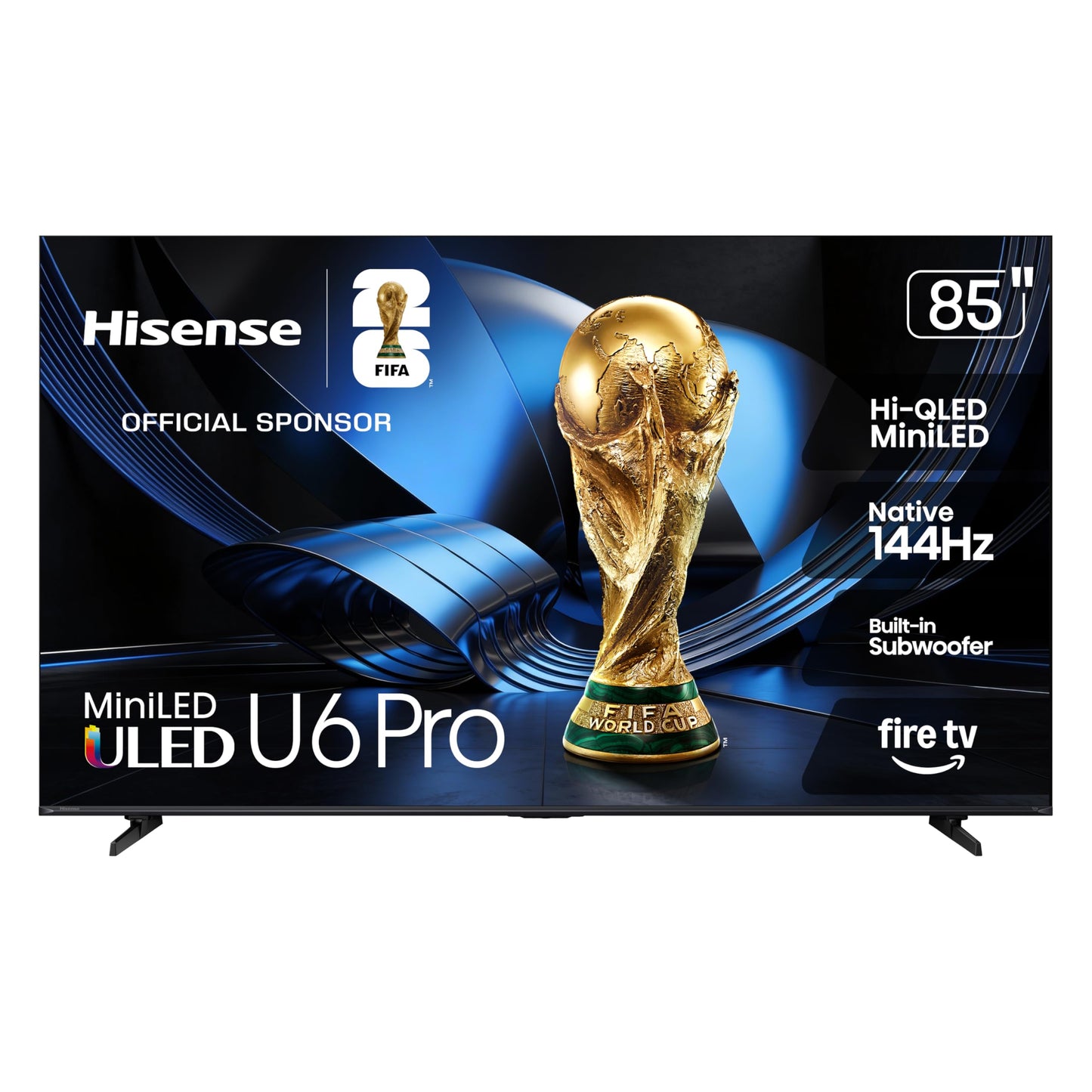 Hisense 85" U6 Pro Series Mini‑LED ULED 4K UHD HDR Gaming AI Smart Fire TV (85U6SF Pro, 2026 New) – Hi-QLED, Native 144Hz, Motion Rate 480, Dolby Vision IQ · Atmos, HDR10+, Glare-Free, Alexa+