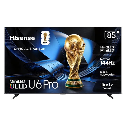 Hisense 85" U6 Pro Series Mini‑LED ULED 4K UHD HDR Gaming AI Smart Fire TV (85U6SF Pro, 2026 New) – Hi-QLED, Native 144Hz, Motion Rate 480, Dolby Vision IQ · Atmos, HDR10+, Glare-Free, Alexa+