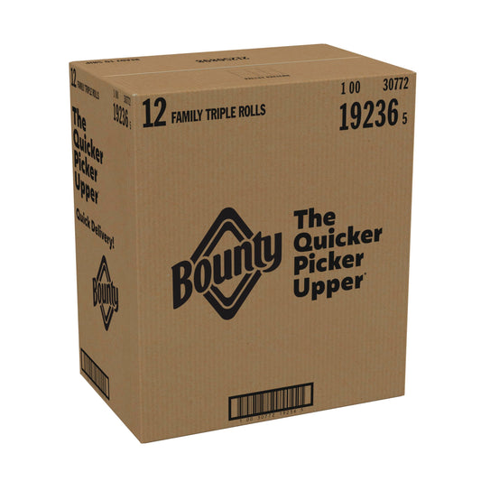 Bounty Quick-Size Paper Towels, White, 12 Family Triple = 40 Regular Rolls