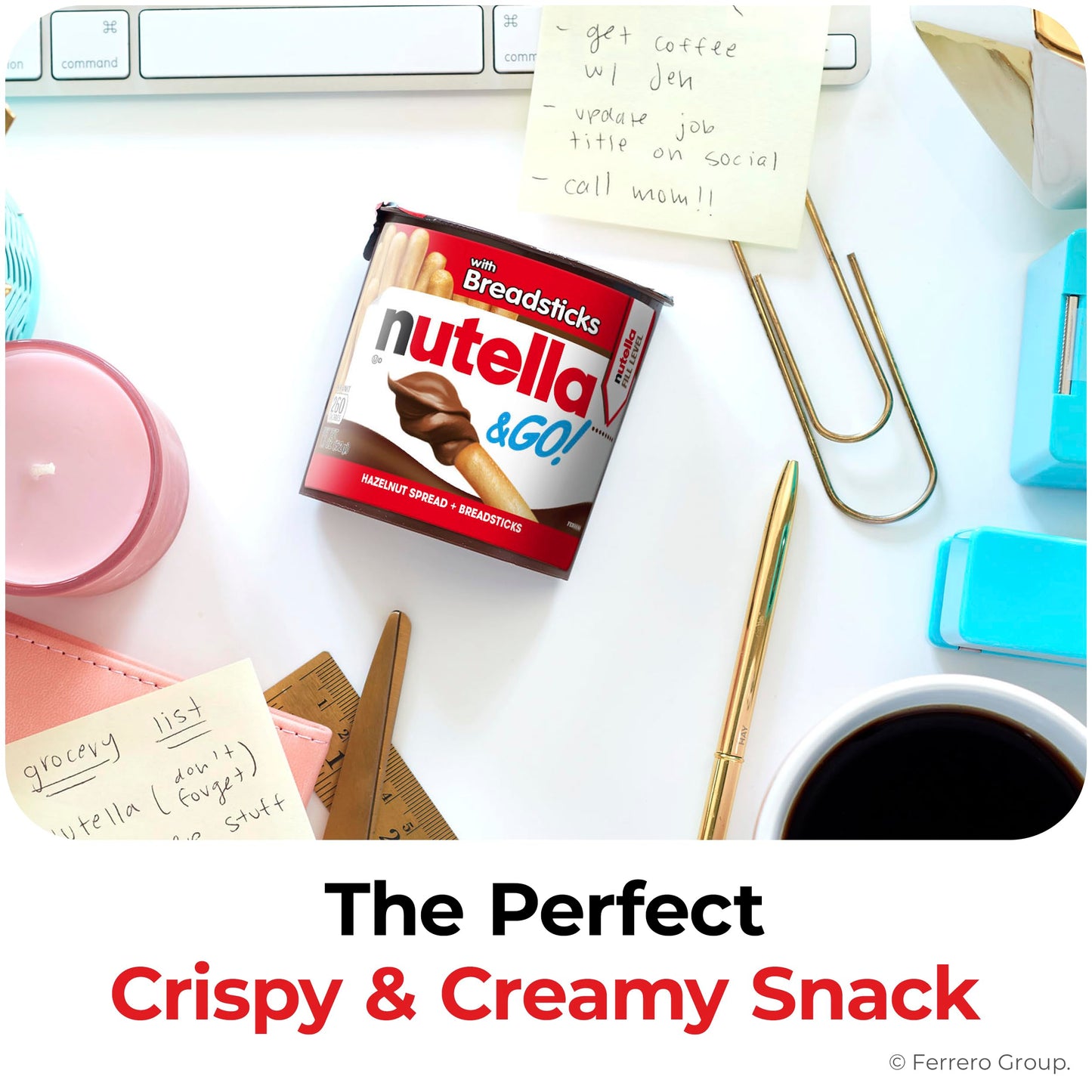 Nutella & GO! Chocolate Hazelnut Spread with Cocoa + Breadsticks, 12 Snack Packs, 1.8 oz Each