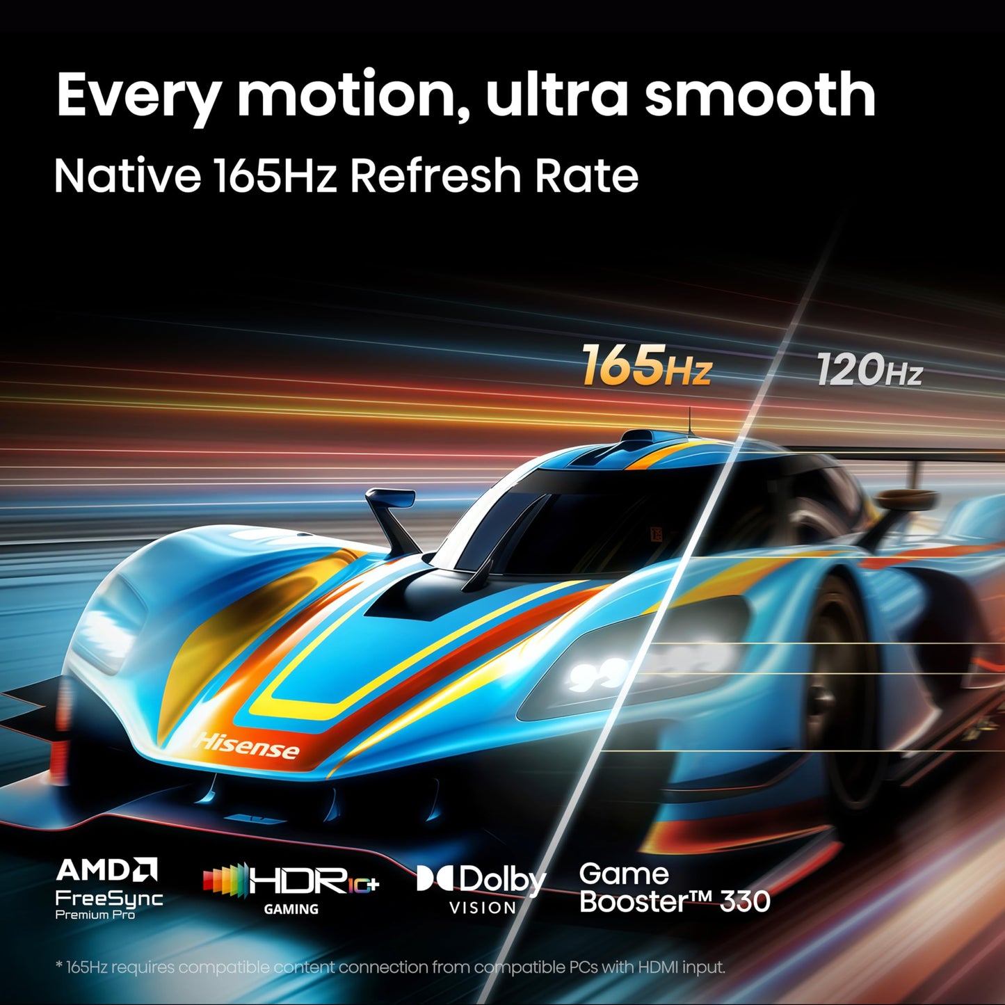 Hisense 65" U7 Mini-LED ULED 4K UHD Best Premium Gaming Smart Google TV (65U7SG, 2026 NEW) - Hi-QLED, Native 165Hz, VRR 330, HDR10+, Dolby Vision IQ · Atmos, IMAX Enhanced, Anti-Reflection, 2.1.2 Ch