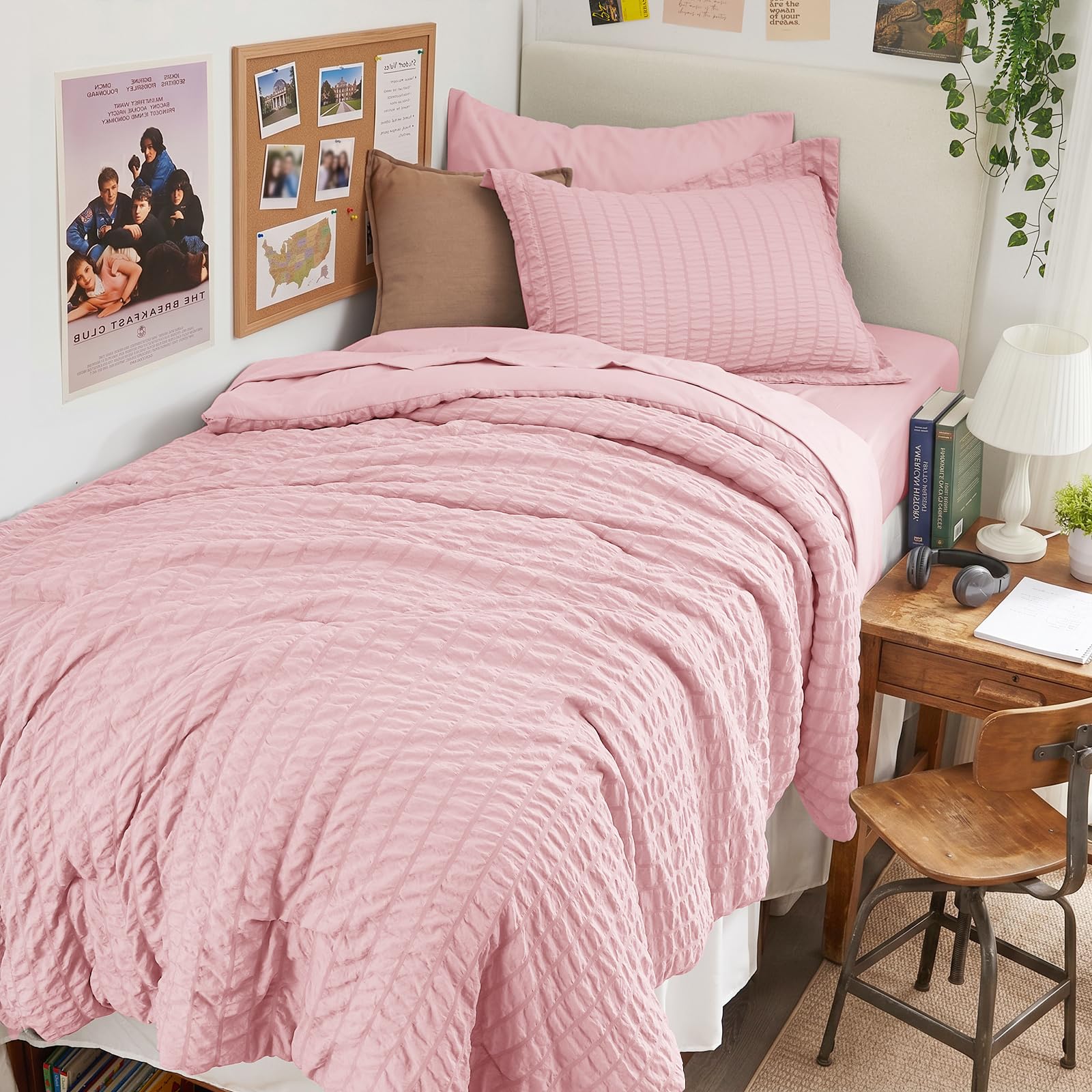 HYMOKEGE Black California King Comforter Set Seersucker 7 Pieces, All Season Luxury Bed in a Bag for Bedroom, Bedding Set with Comforters, Sheets, Pillowcases & Shams