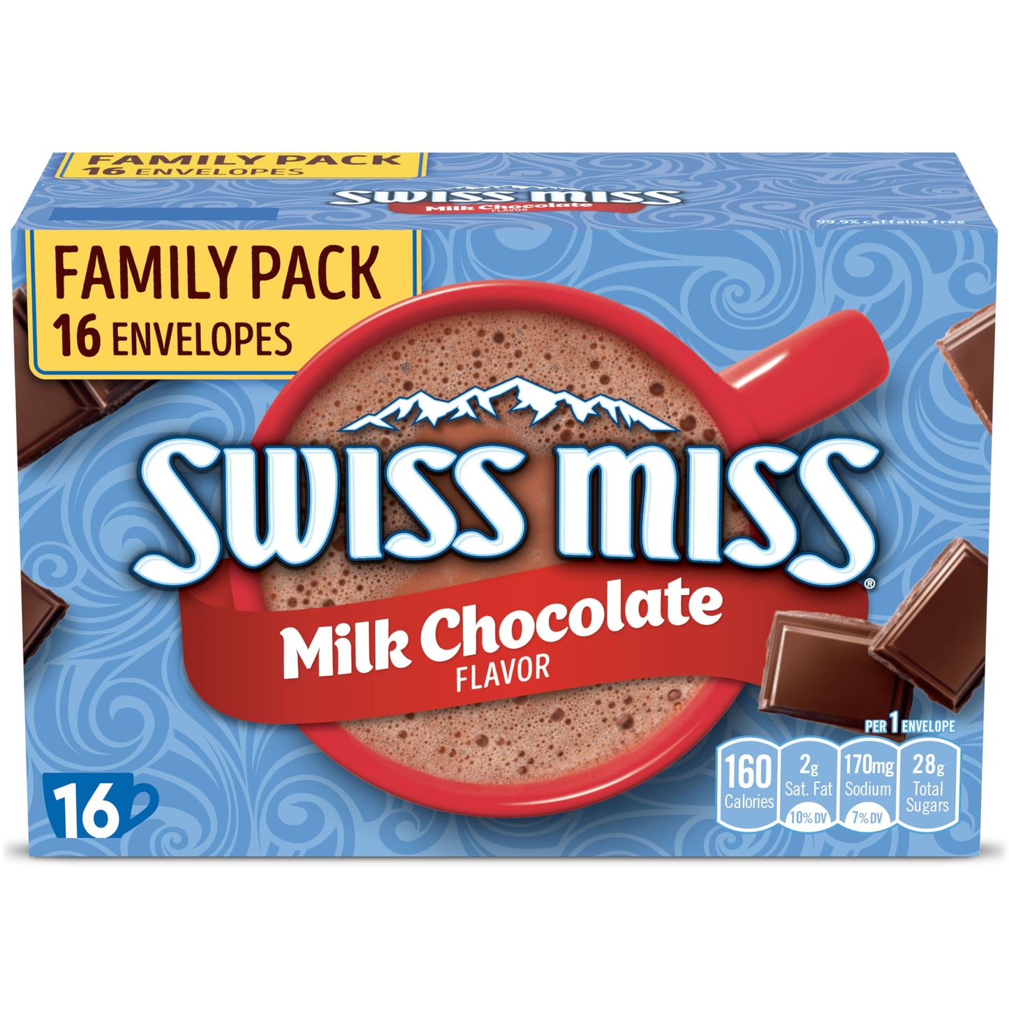 Swiss Miss Milk Chocolate Flavored Hot Cocoa Mix, Family Pack, Hot Cocoa Bar Supplies, 1.38 oz., 16-Count Envelopes