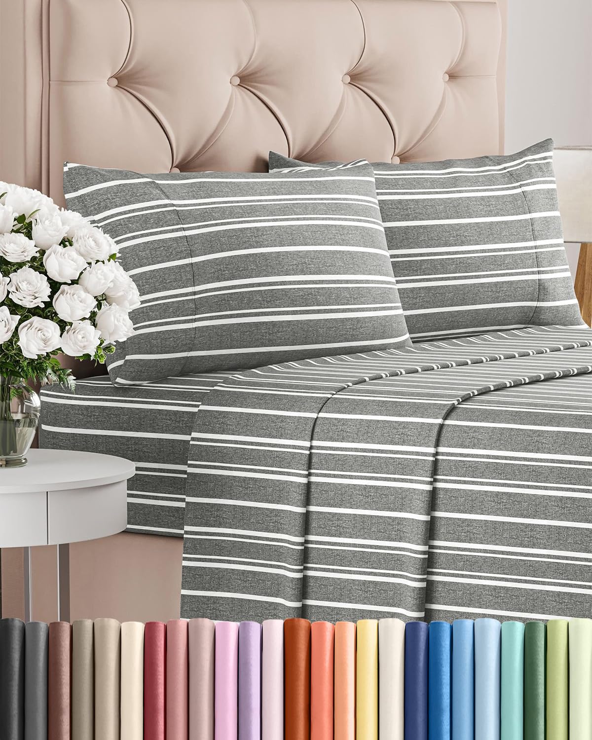 Full Size 4 Piece Sheet Set - Comfy Breathable & Cooling Sheets - Hotel Luxury Bed Sheets for Women & Men - Deep Pockets, Easy-Fit, Extra Soft and Wrinkle Free - Antique White Oeko-Tex Bed Sheet Set