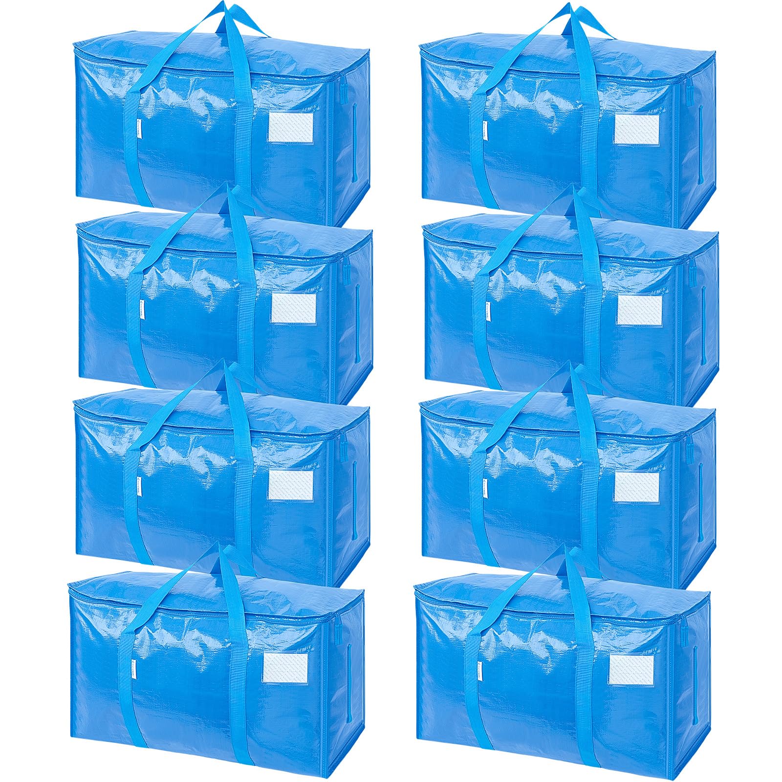 TICONN 12 Pack Extra Large Moving Bags Heavy Duty with Zippers & Carrying Handles, Durable Storage Bags Moving Boxes for Closet Organizers and Storage (12 Pack, Blue)