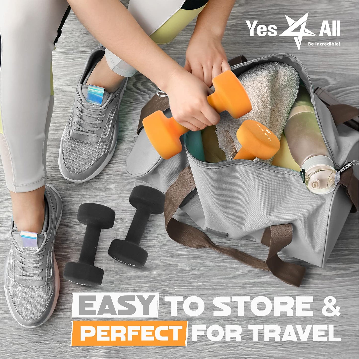 Yes4All Neoprene Coated Dumbbell Hand Weight Sets of 2 - Multiple Weight Options with 15 Colors, Anti-roll, Anti-Slip, Hexagon Shape, Dark Orange, 15 lb Pair