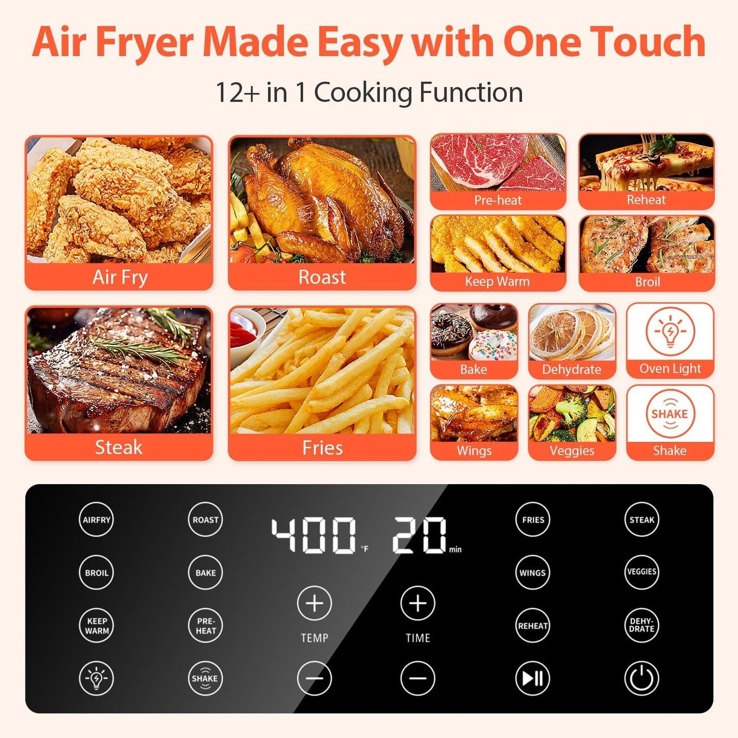 🔥70% Off!🔥Beelicious Large Air Fryer, 12-in-1 Digital Airfryer