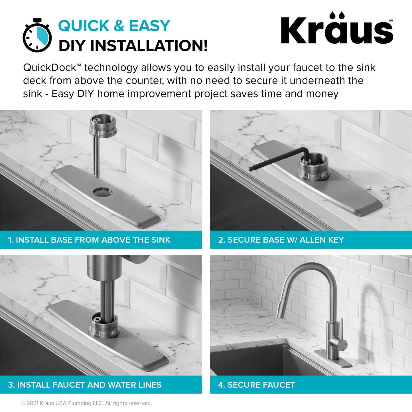 KRAUS Oletto Single Handle Pull Down Kitchen Faucet with QuickDock Top Mount Installation Assembly in Spot Free Antique Champagne Bronze, KPF-2620SFACB
