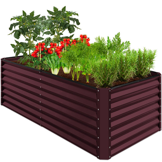 Best Choice Products 6x3x2ft Outdoor Metal Raised Garden Bed, Deep Root Box Planter for Vegetables, Flowers, Herbs, 269 Gallon Capacity, 100% Non Toxic Materials - Burgundy