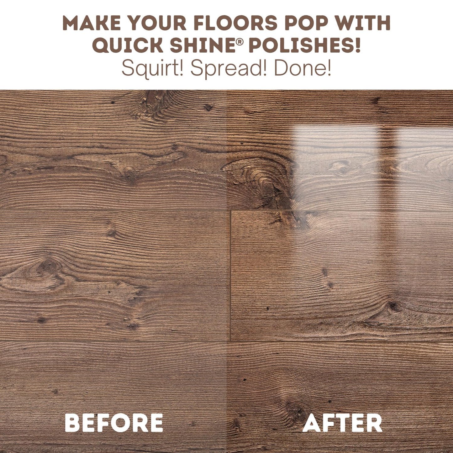 Quick Shine Hardwood Floor Luster-Polish 27oz-6pk | Plant-Derived w/Carnauba | Safer Choice, No PFAS, pH Neutral | Ready to Use Formula w/Anti-Slip Technology | Simply Squirt & Spread | Made in USA