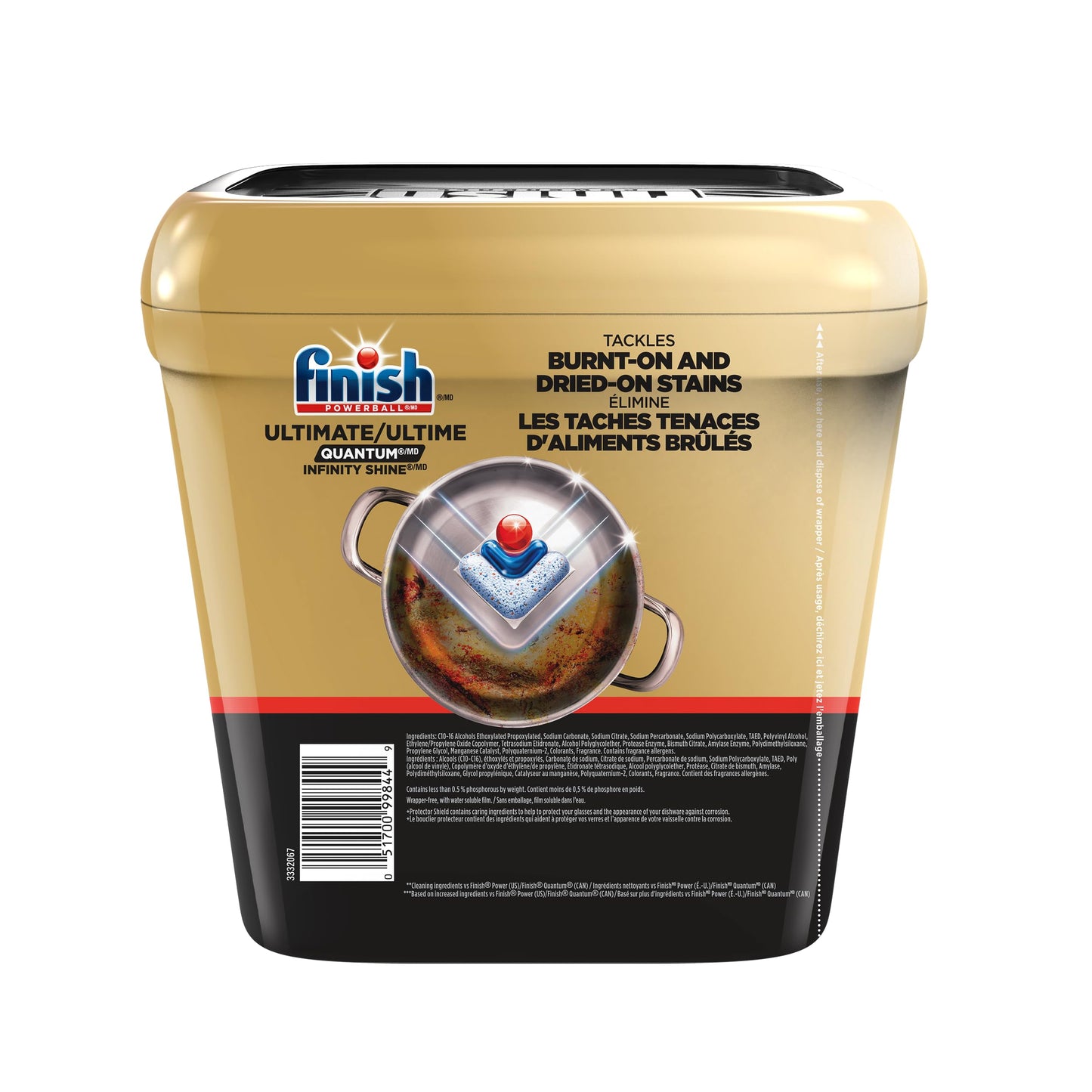 Finish Ultimate Infinity Shine Dishwasher Pods, No Pre-Rinse Dishwasher Detergent Soap Removes Burnt-On Stain, with Protector Shield & CycleSync Technology, Degreasing & Scrubbing Power, 62 Count