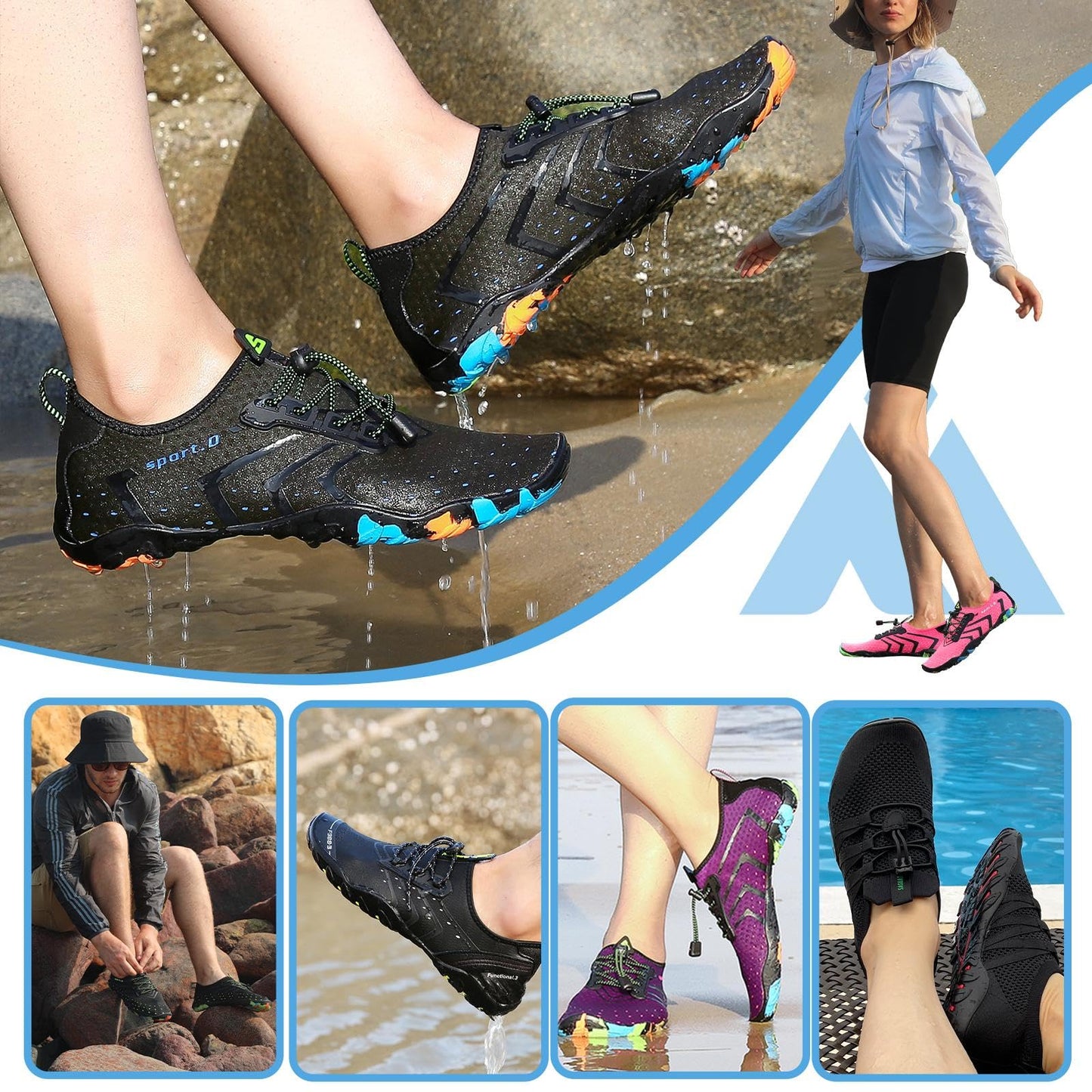 Mishansha Water Shoes for Women Men, Quick-Dry Barefoot Swim Shoes with Drainage Holes, Lightweight Aqua Shoe for Beach Pool River Boating Yoga Walking 12.5 Women/11 Men Carrot Orange
