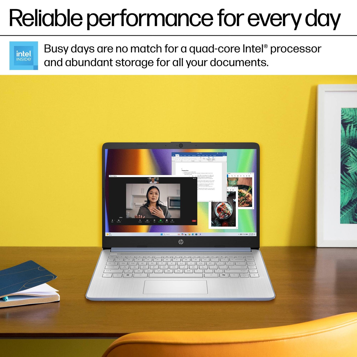 HP Essential Laptop Computer for Student Daily Study, Microsoft Office 365, Intel N150, 4GB RAM, 128GB Storage, Long Battery Life & Fast Charging, Windows 11 Home, Type-C Hub, Sky Blue