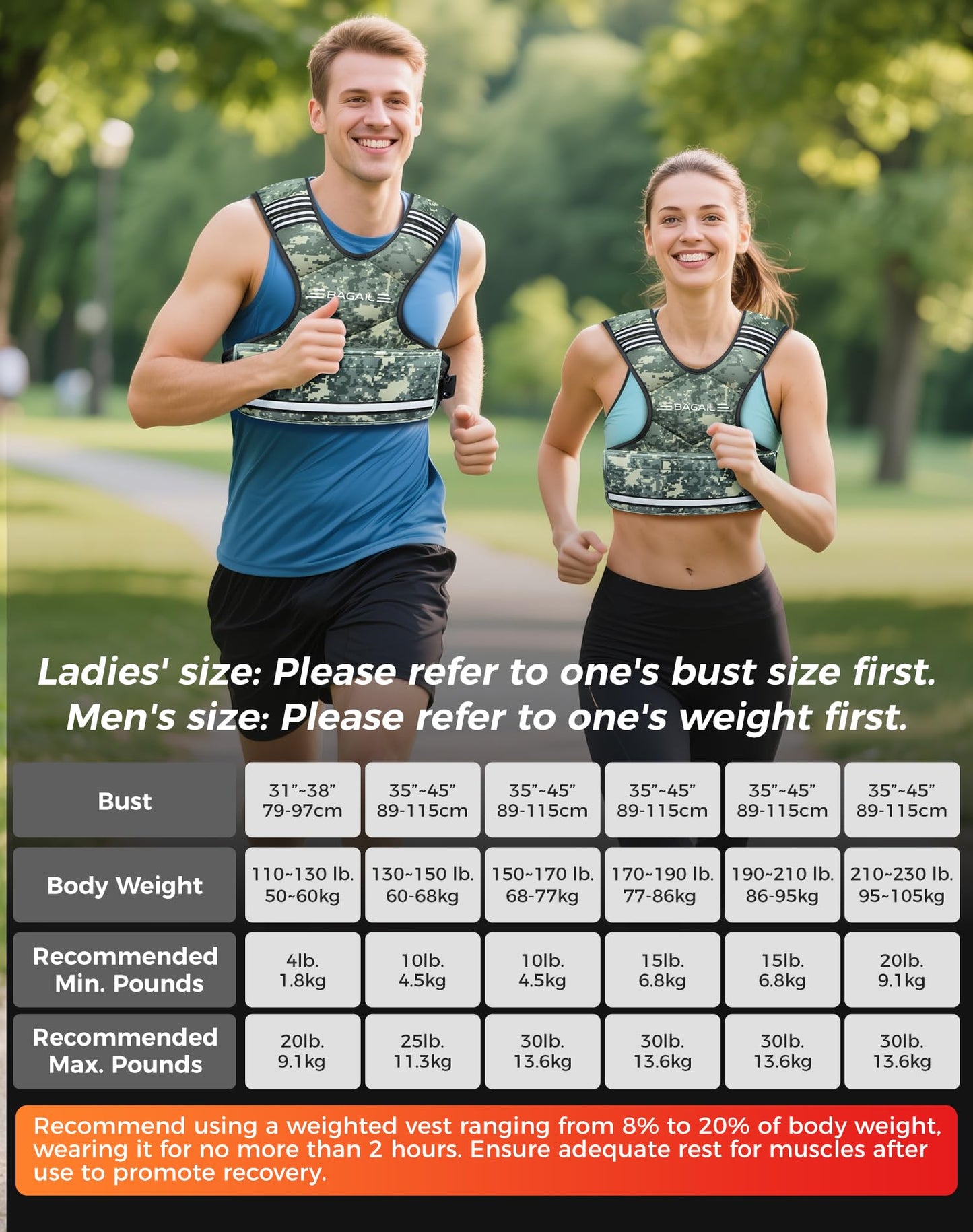BAGAIL Adjustable Weighted Vest for Women 4-10lb, Comfortable U-Neck Rucking Vest with 6 Removable Weights, Storage Pocket and Reflective Strips for Walking, Jogging, Weight Loss & Home Workouts