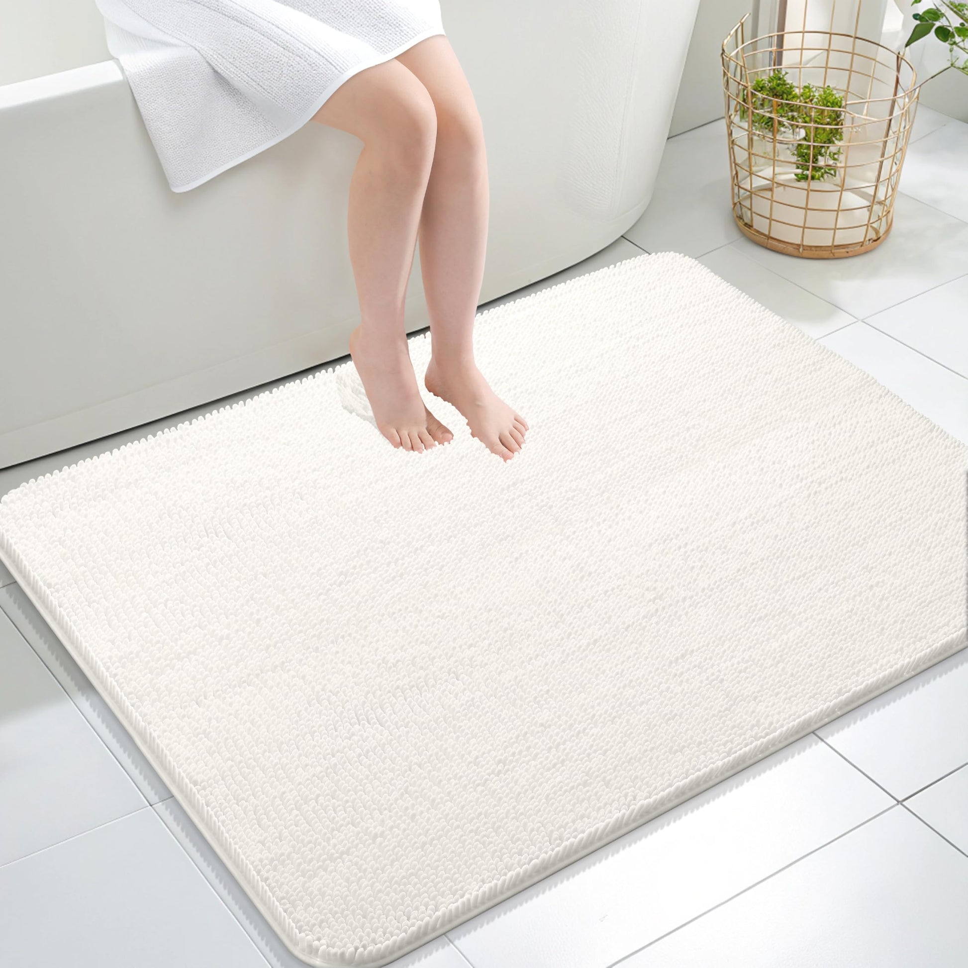 OLANLY Toilet Rugs U-Shaped 24x20, Extra Soft Absorbent Chenille Contour Bathroom Rugs for Toilet, Dry Quickly, Machine Washable, Non-Slip Bath Mat, Light Grey