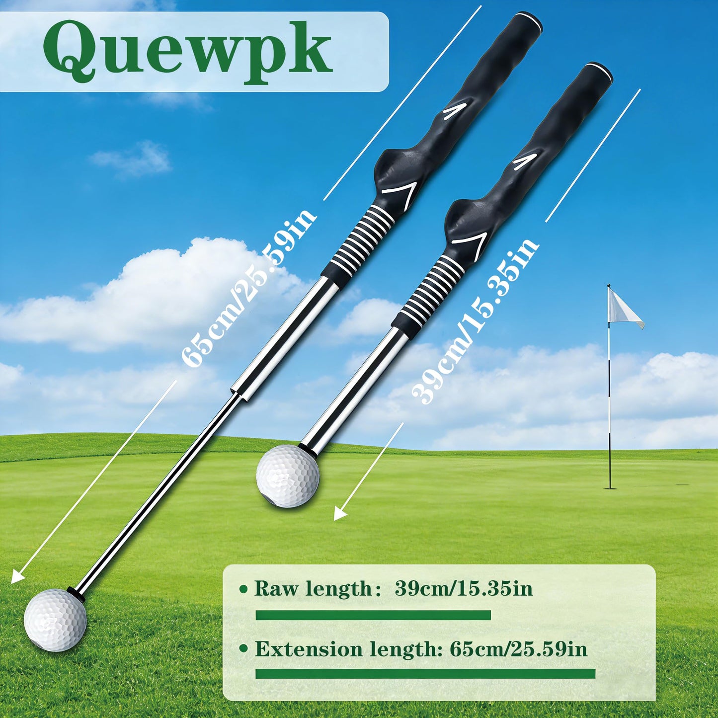 Quewpk Retractable Golf Swing Trainer – Golf Grip Trainer with Arm Band for Right-Handed Golfers, Grip Correction & Swing Click Feedback Training Aid, Indoor & Outdoor Practice, Golf Gifts for Men