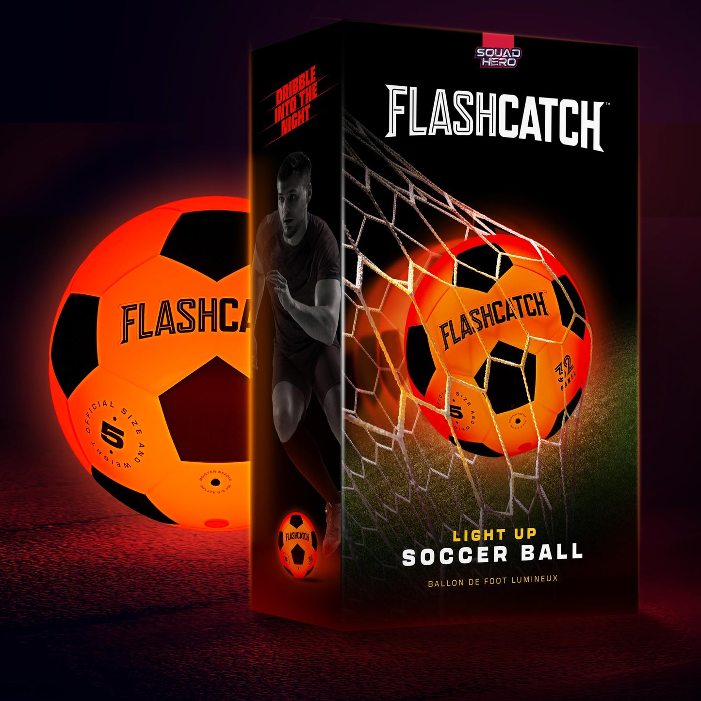 FlashCatch Light Up Soccer Ball - Glow in the Dark - NO 5 - Sports Gear Gifts for Boys & Girls 8-15+ Year Old - Kids, Teens Gift Birthday Ideas - Cool Boy Toys Ages 8 to 15 Glowing Night Activity