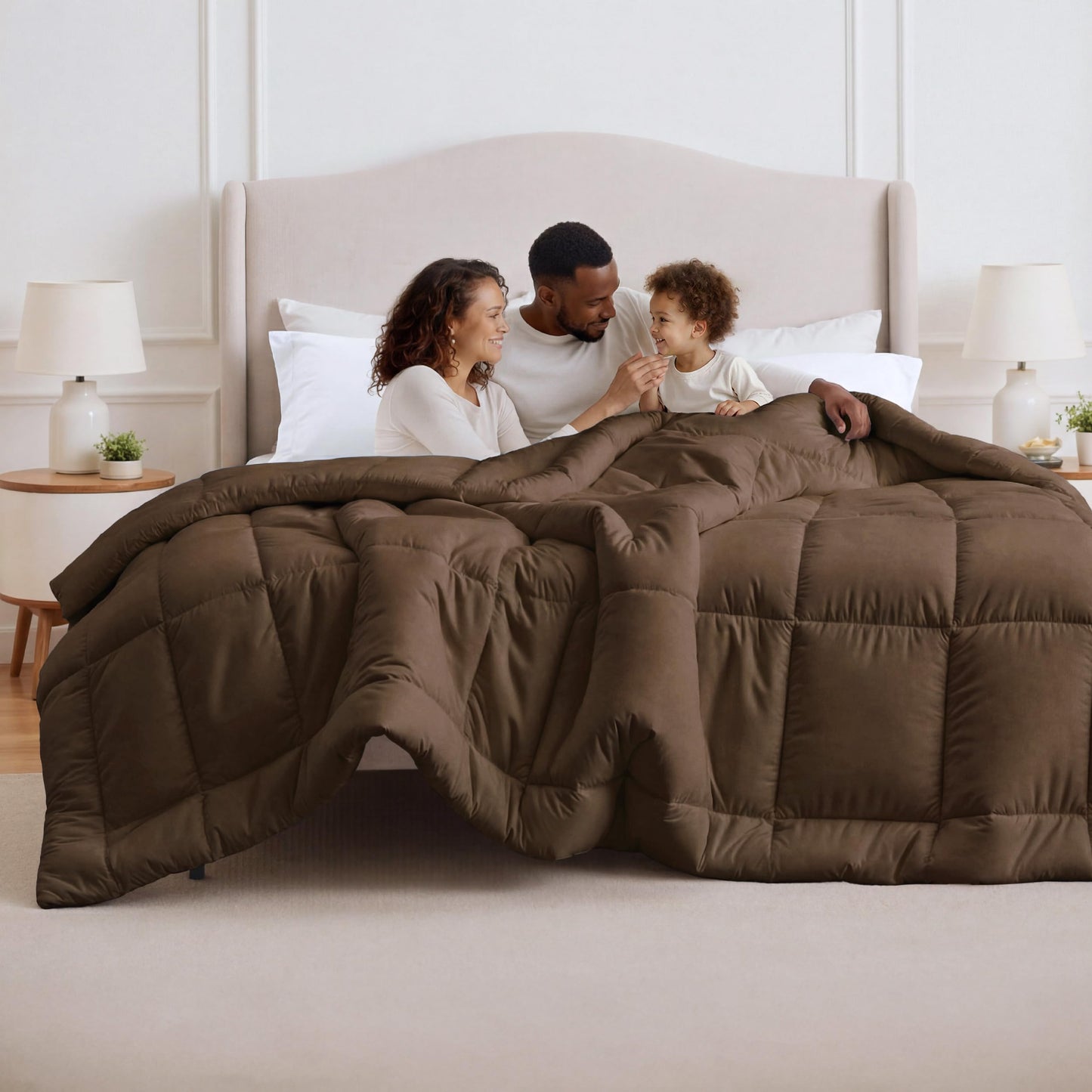 Bedsure Comforter Duvet Insert - Quilted Comforters Queen Size, All Season Duvet, GentleSoft Down Alternative Bedding Blanket, with 8 Tabs, Gifts for Women/Men, White, Queen 88 x 88 Inches