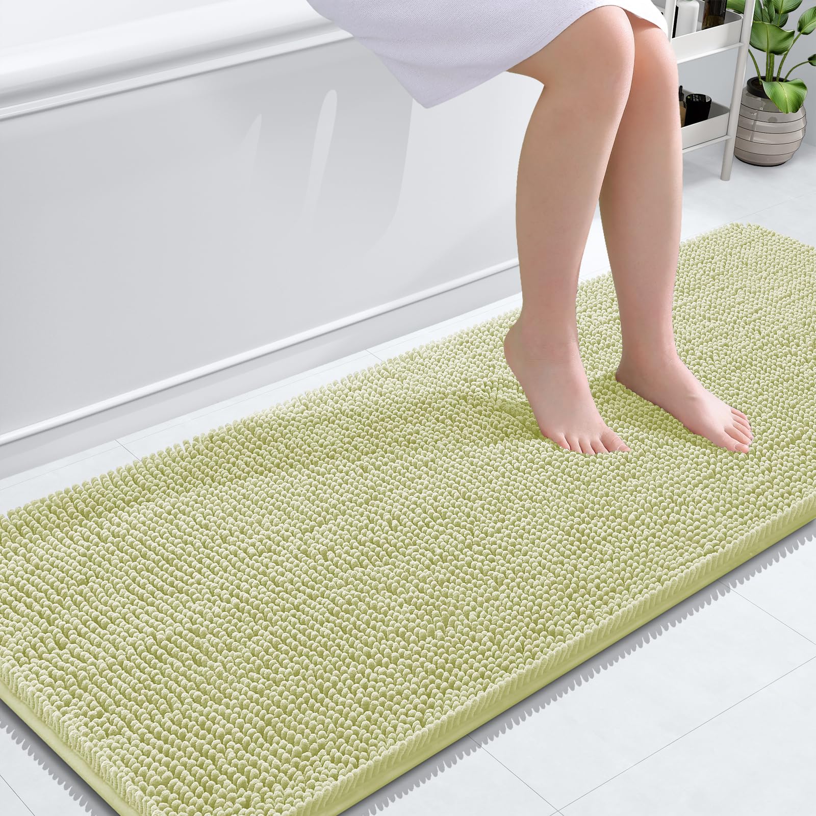 OLANLY Toilet Rugs U-Shaped 24x20, Extra Soft Absorbent Chenille Contour Bathroom Rugs for Toilet, Dry Quickly, Machine Washable, Non-Slip Bath Mat, Light Grey