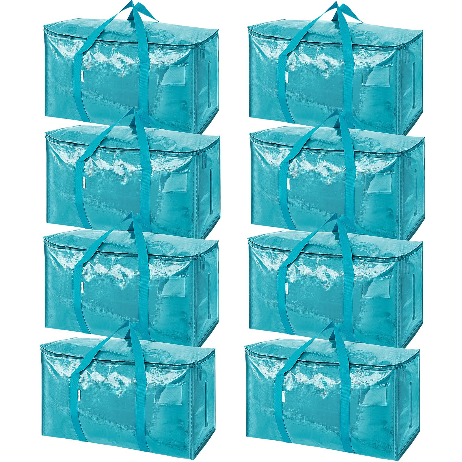 TICONN 12 Pack Extra Large Moving Bags Heavy Duty with Zippers & Carrying Handles, Durable Storage Bags Moving Boxes for Closet Organizers and Storage (12 Pack, Blue)