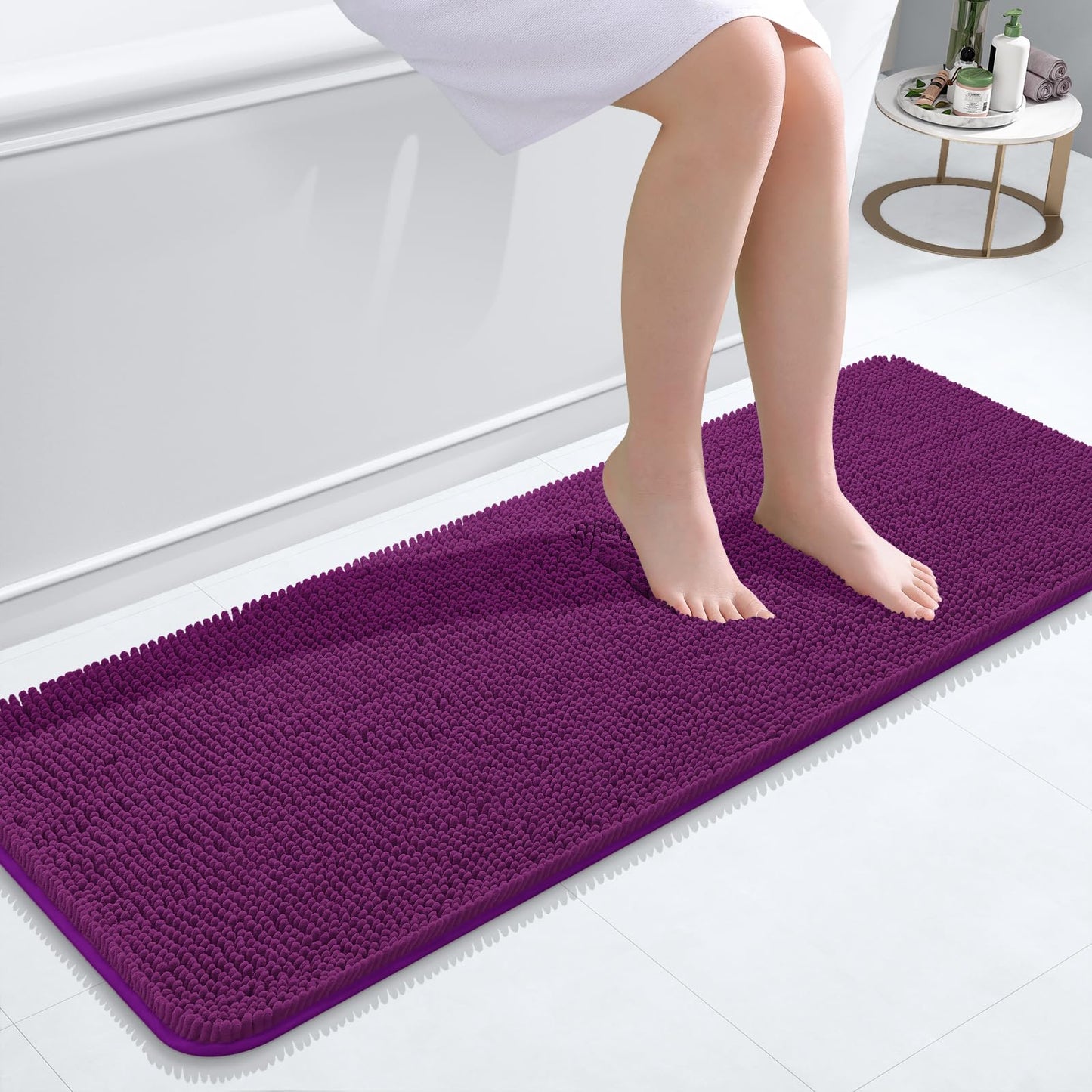 OLANLY Toilet Rugs U-Shaped 24x20, Extra Soft Absorbent Chenille Contour Bathroom Rugs for Toilet, Dry Quickly, Machine Washable, Non-Slip Bath Mat, Light Grey